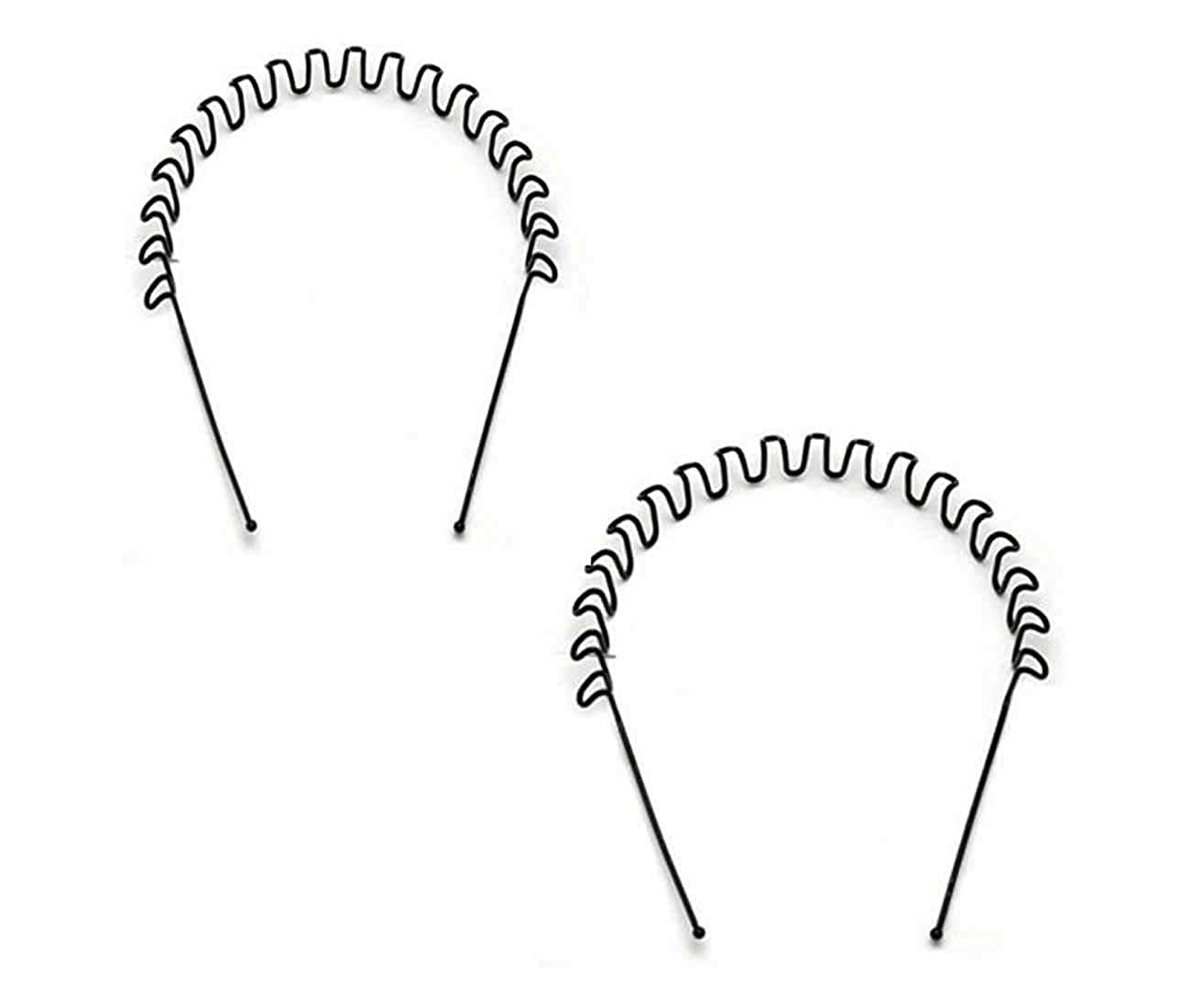 Smile Freaks Zigzag Wave Metal Hair Band for Men - Set of 2 Headbands | Perfect for Concerts, Sports & Everyday Style