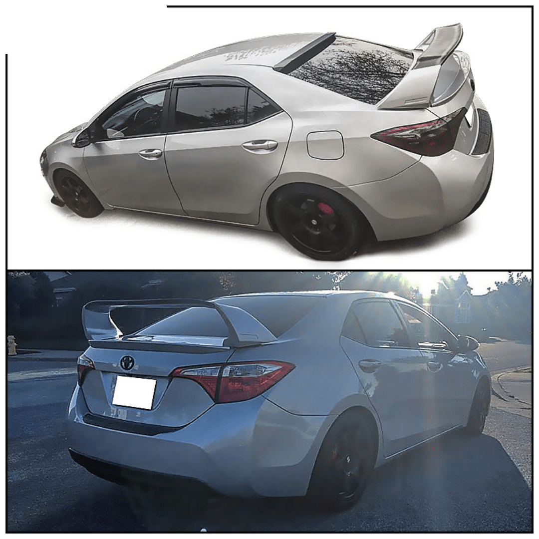 2014-2018 Toyota Corolla Sedan 4DR Mugen Style Rear Spoiler Wing - Unpainted or Glossy Black Paint Option | Enhance Style & Aerodynamics for Your Corolla