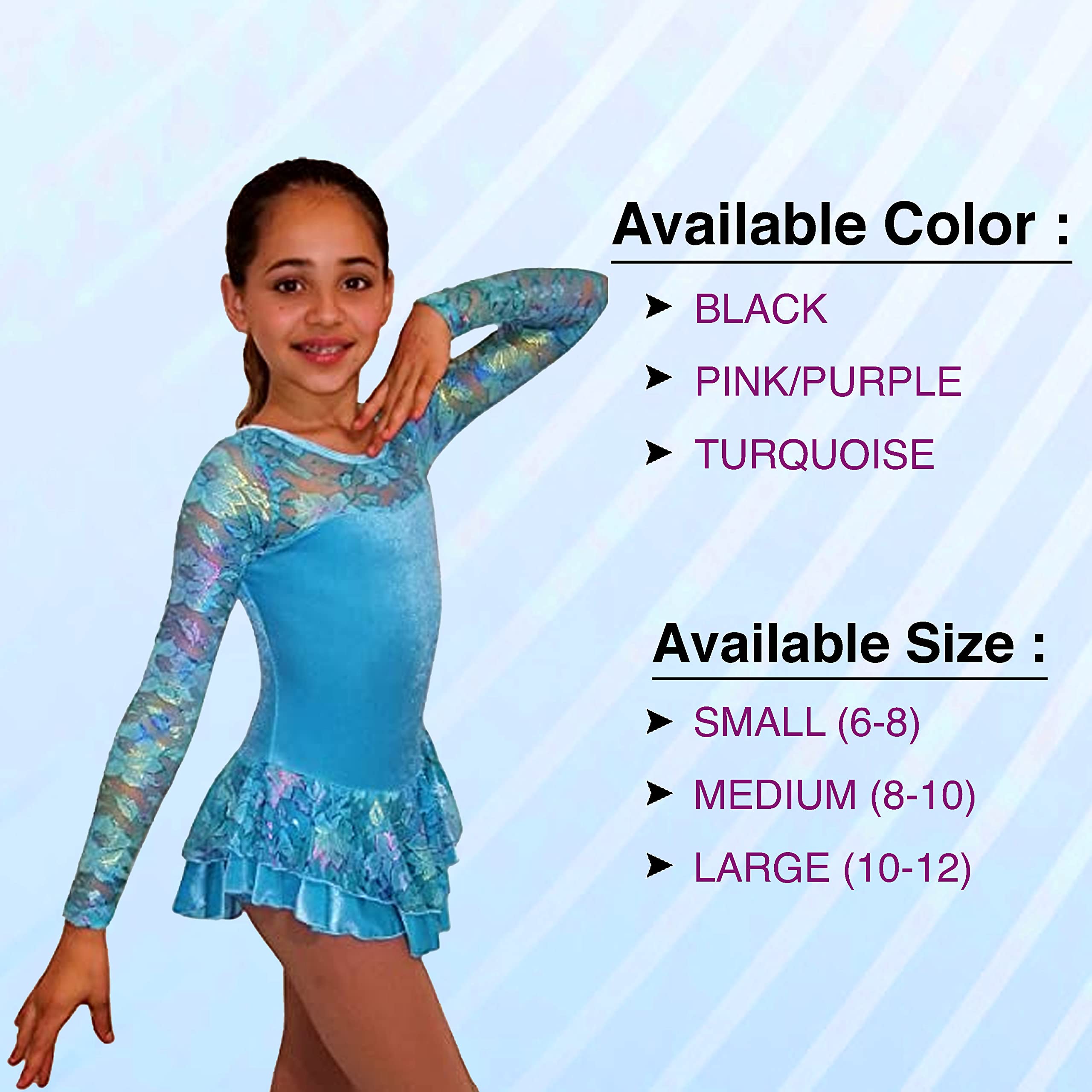 Ice Fire Velvet Figure Skating Dress - Long Sleeve Stretchable Performance Costume for Women & Girls | Perfect for Competitions, Shows & Ice Dance Performances