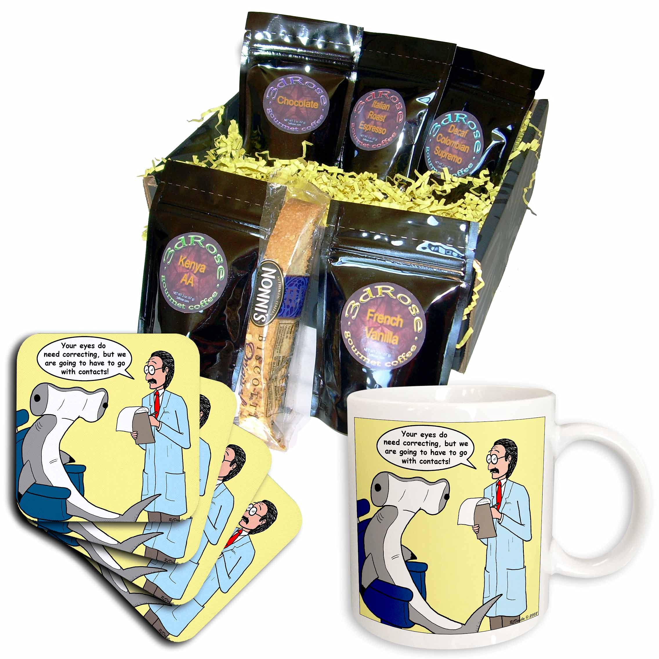 3dRose cgb_3527_1 Funny Hammerhead Shark at The Eye Doctor Coffee Mug - Unique Multicolor Gift Basket for Shark Lovers, Coffee Enthusiasts & Office Humor - Perfect for Birthdays, Housewarming & Workplace Gifts