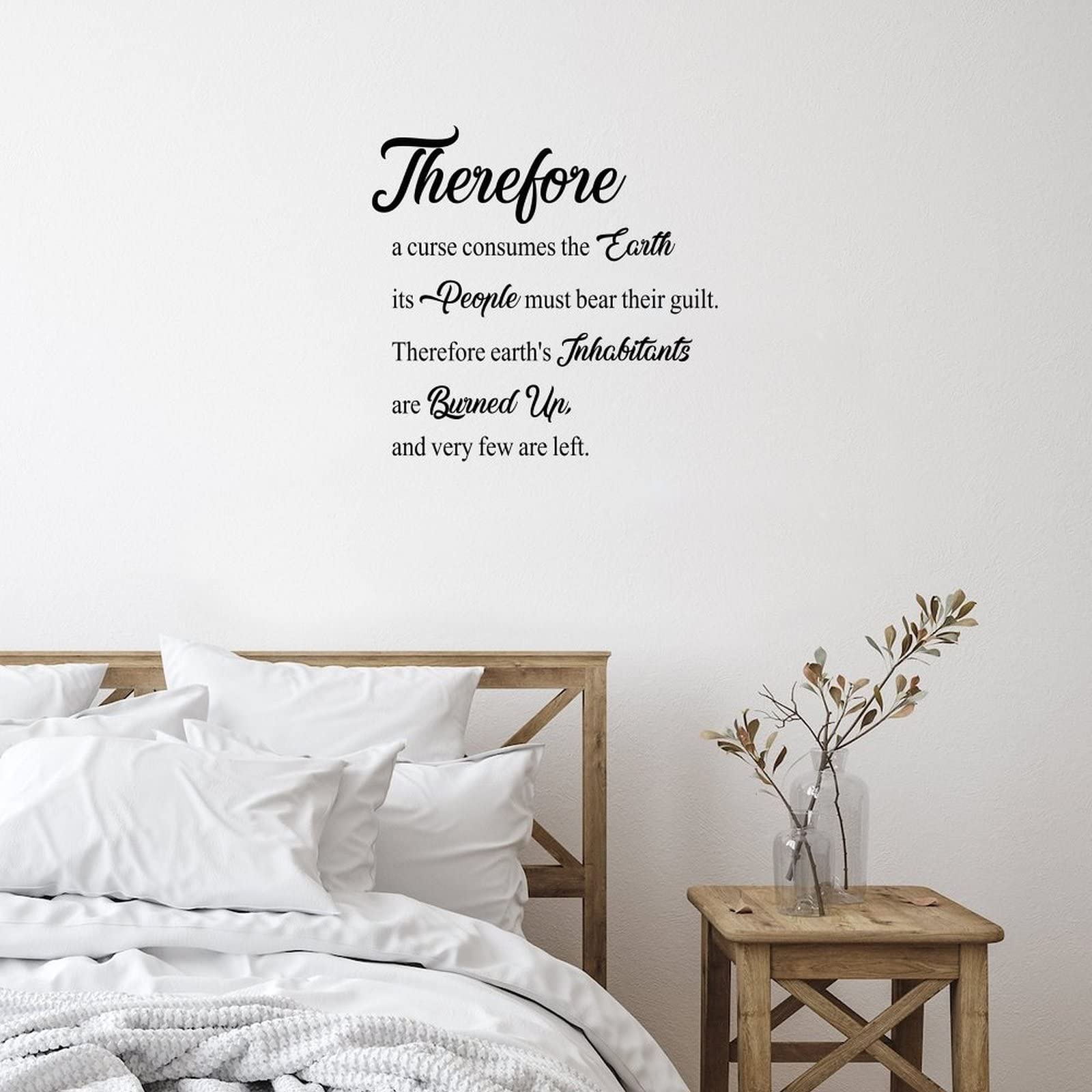 Vinyl Wall Quotes Stickers - 'Therefore A Curse Consumes The Earth' Inspirational Decals for Home, School, Teen Room & Car Decor - Perfect for Bedroom, Office & Classroom Wall Art