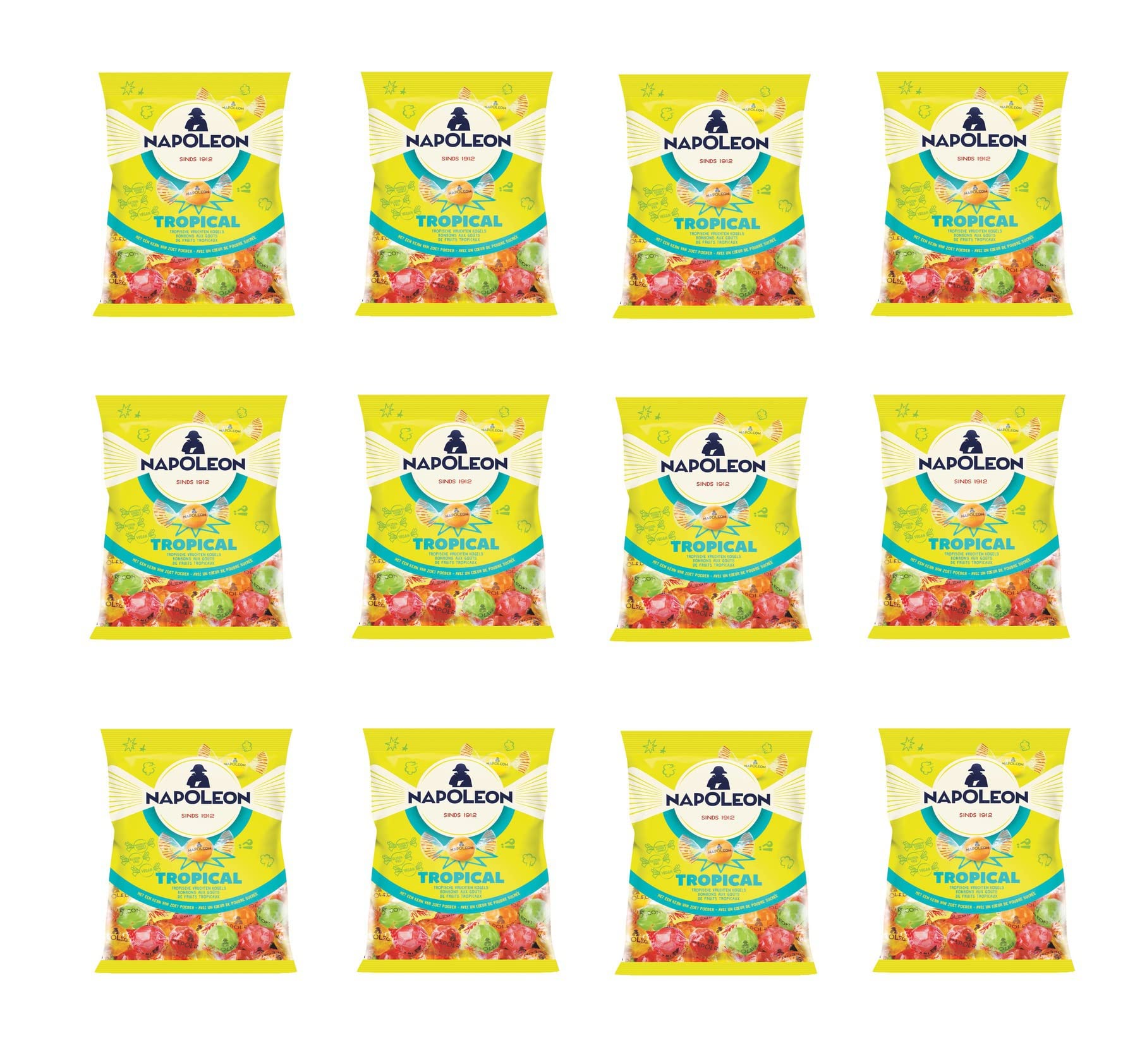 Napoleon Tropical Sour Candy Assorted Flavors - 12 Pack (5.29oz Each) | Mixed Fruit Flavored Sour Candies | Perfect for Parties, Movie Nights & Office Snacks