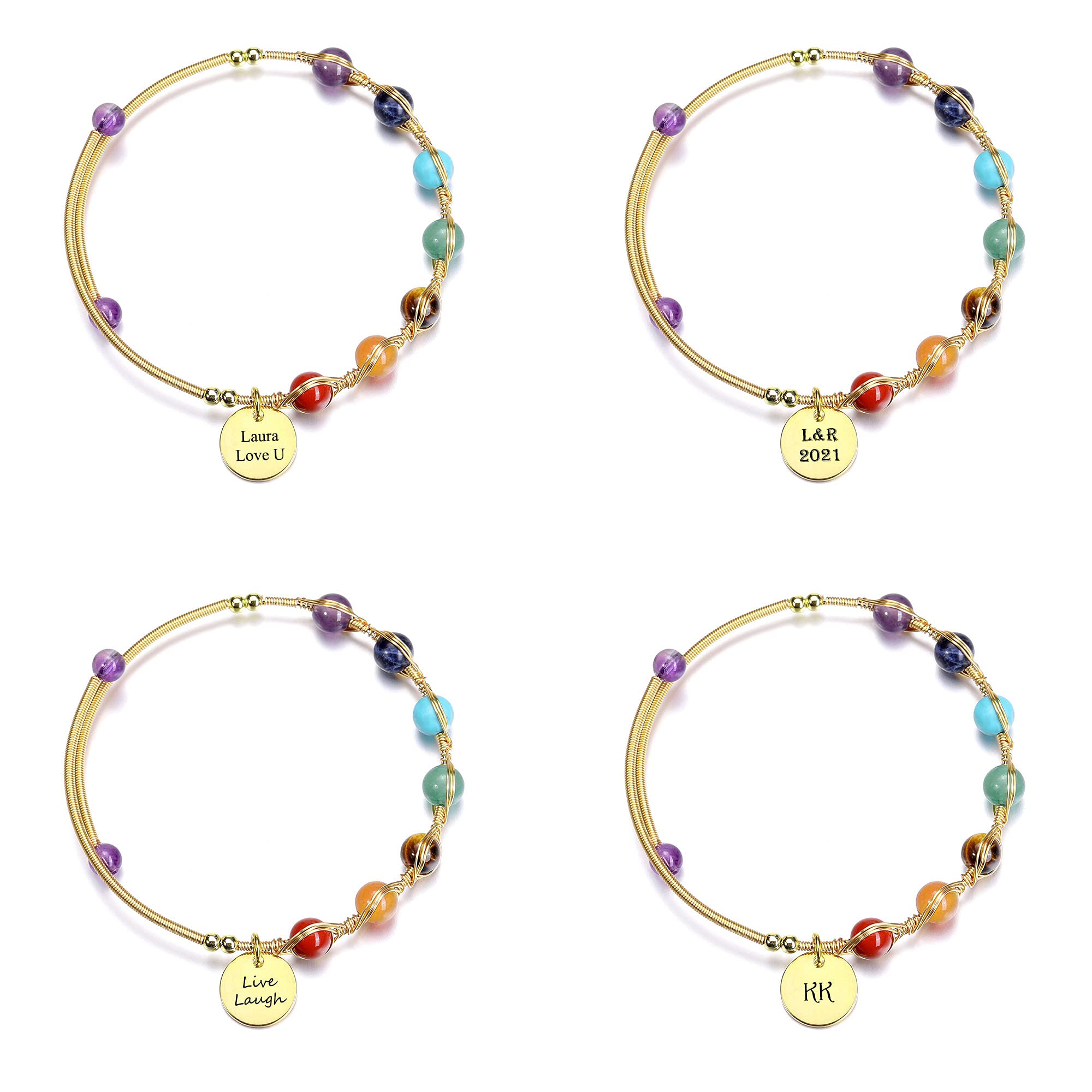 7 Chakra Healing Crystal Stone Bead Adjustable Ankle Bracelet for Women - 14K Gold Plated Spiritual Jewelry, Birthday & Mother's Day Gift | Yoga, Meditation & Positive Energy Accessory