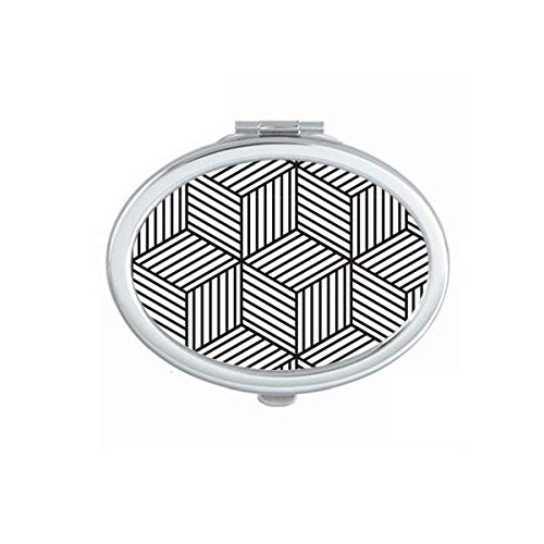 DIYthinker Portable Folding Mirror with Simple Line Art Grain Design - Double-Sided Handheld Makeup Mirror for Travel, Home, and Office Use