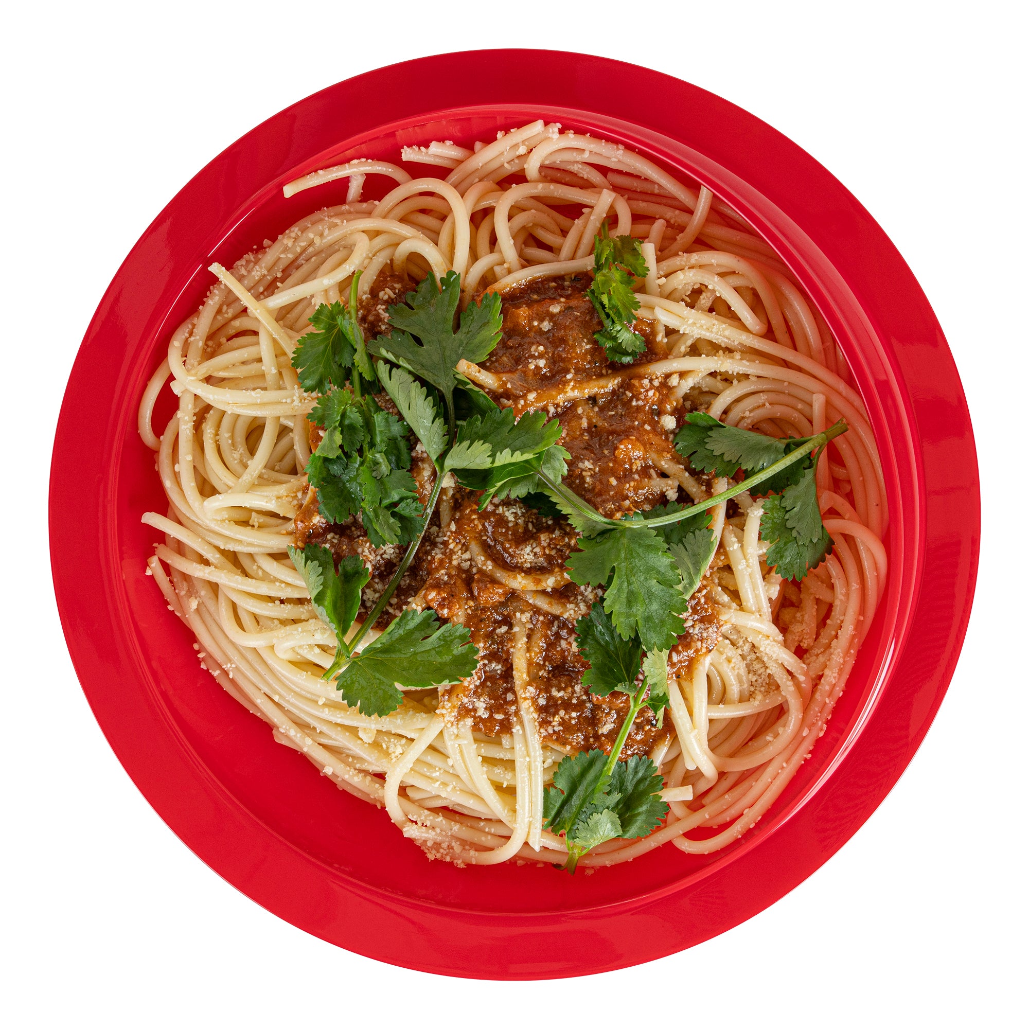 Adapt Tek Round Red Plastic Scoop Plate - Spillproof with Suction Base, 9 x 9 x 2.25 Inches, 1 Count - Perfect for Baby Feeding, Toddler Mealtime & Special Needs Dining