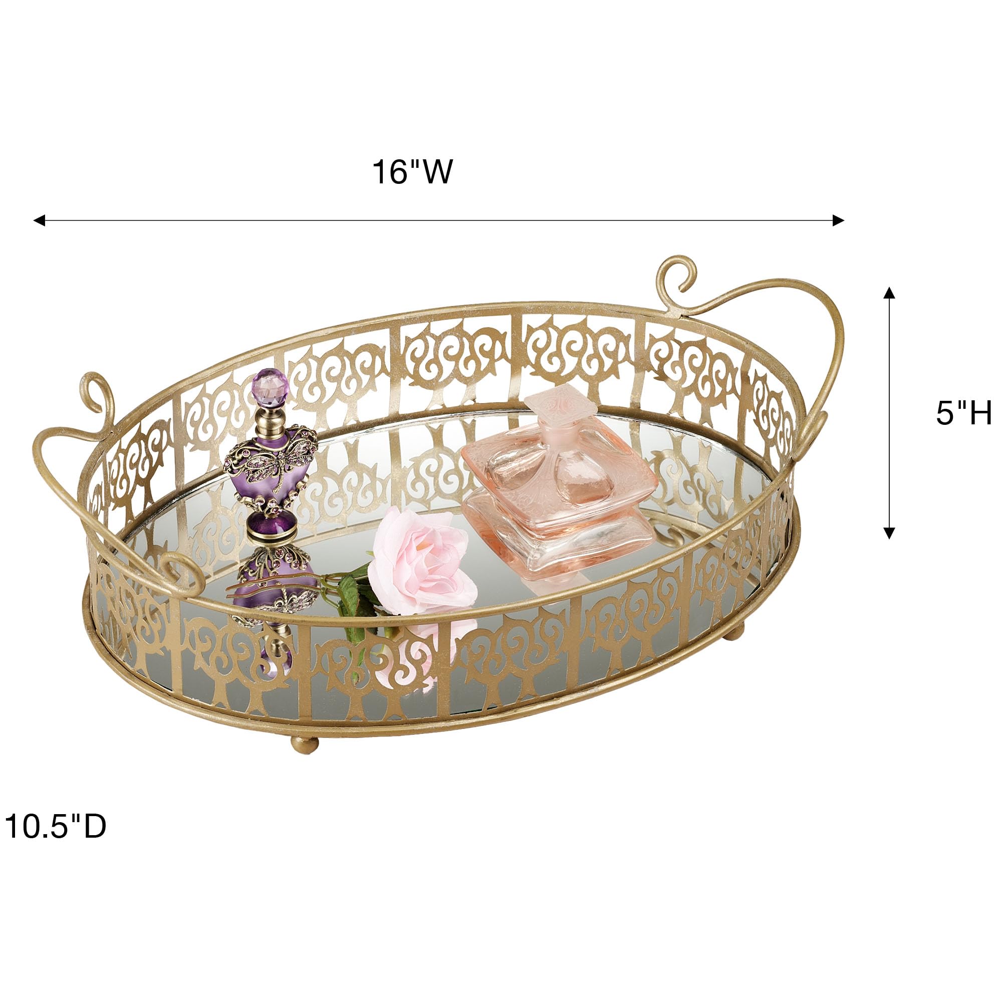 Ballina Mirror Vanity Tray for Jewelry & Cosmetics Organization