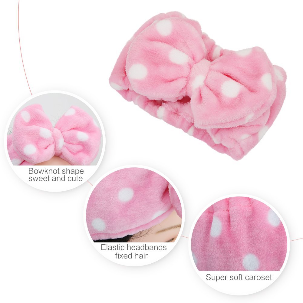 COSLUXE Velvet Makeup Headband for Women & Girls - Soft Elastic Spa Headband for Facial Cleansing, Skincare & Makeup Application - Cute Bow Design, Multicolor (Pack of 1) - Perfect for At-Home Spa Days, Beauty Routines & Self-Care Sessions