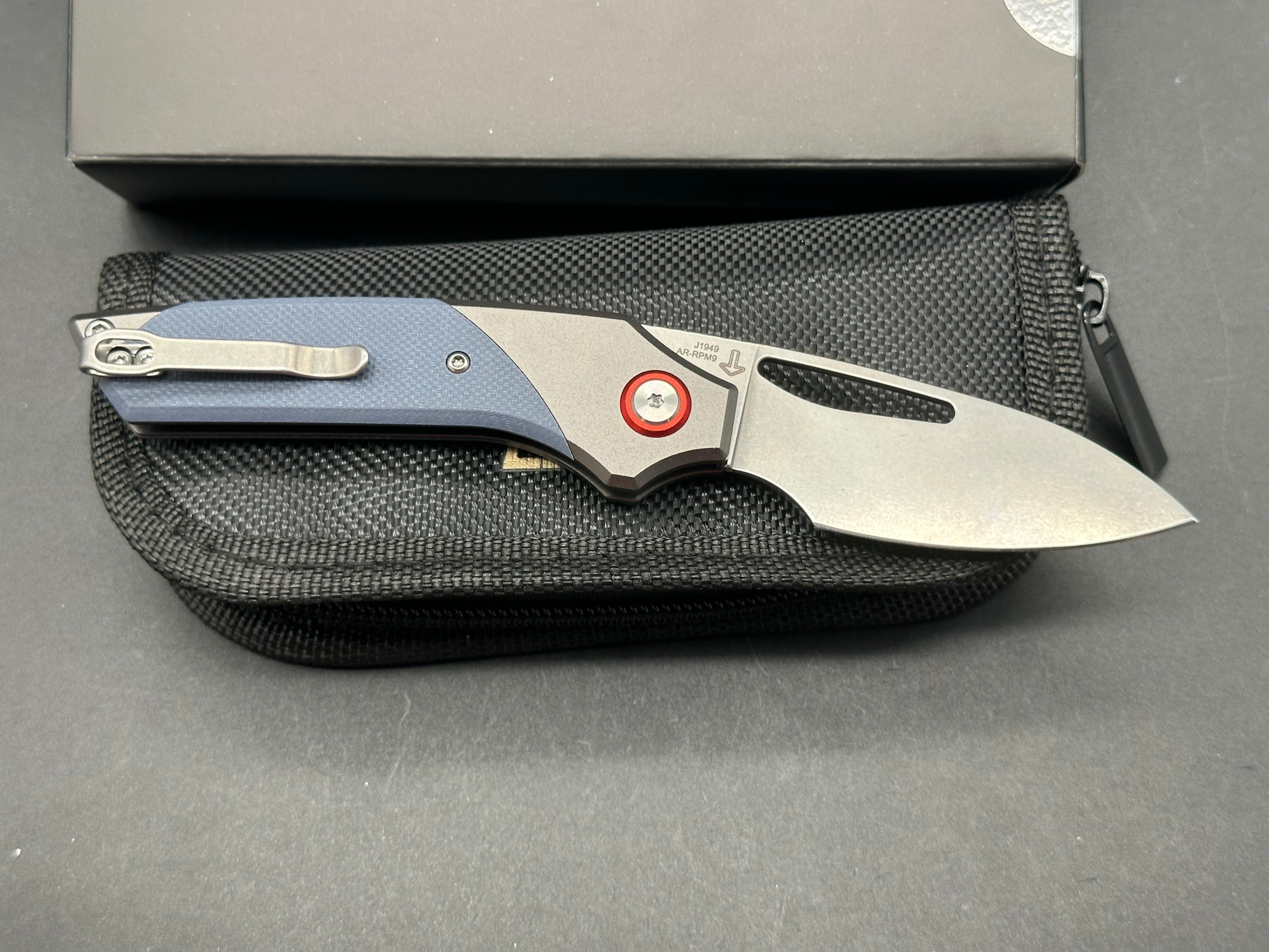 CJRB J1949 Folding Knife - AR RPM9 Steel Blade, Aluminum & G10 Handle - EDC Pocket Knife for Camping, Hiking & Outdoor Activities