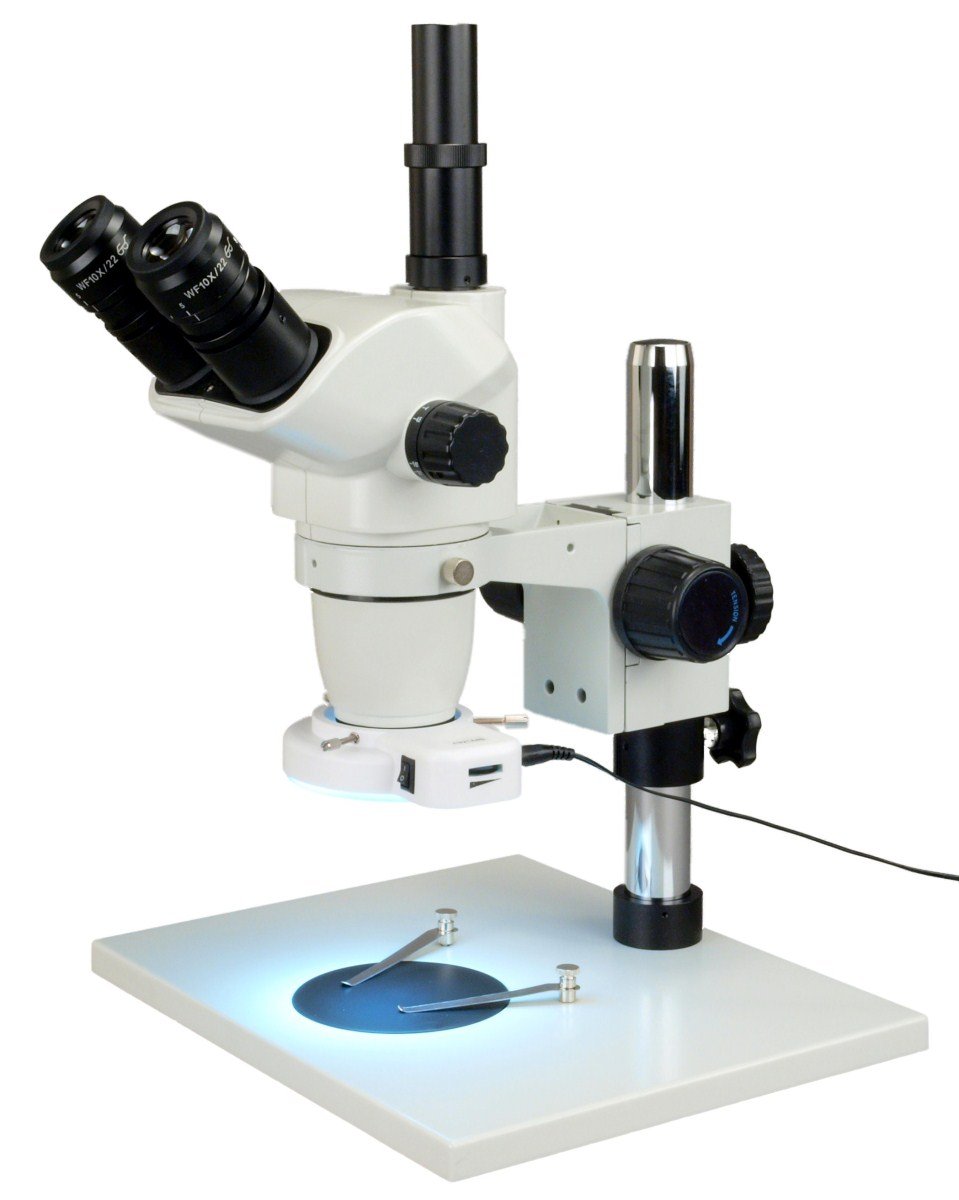 OMAX 6.7X-45X Trinocular Stereo Microscope with LED Ring Light for Jewelry & Electronics Inspection