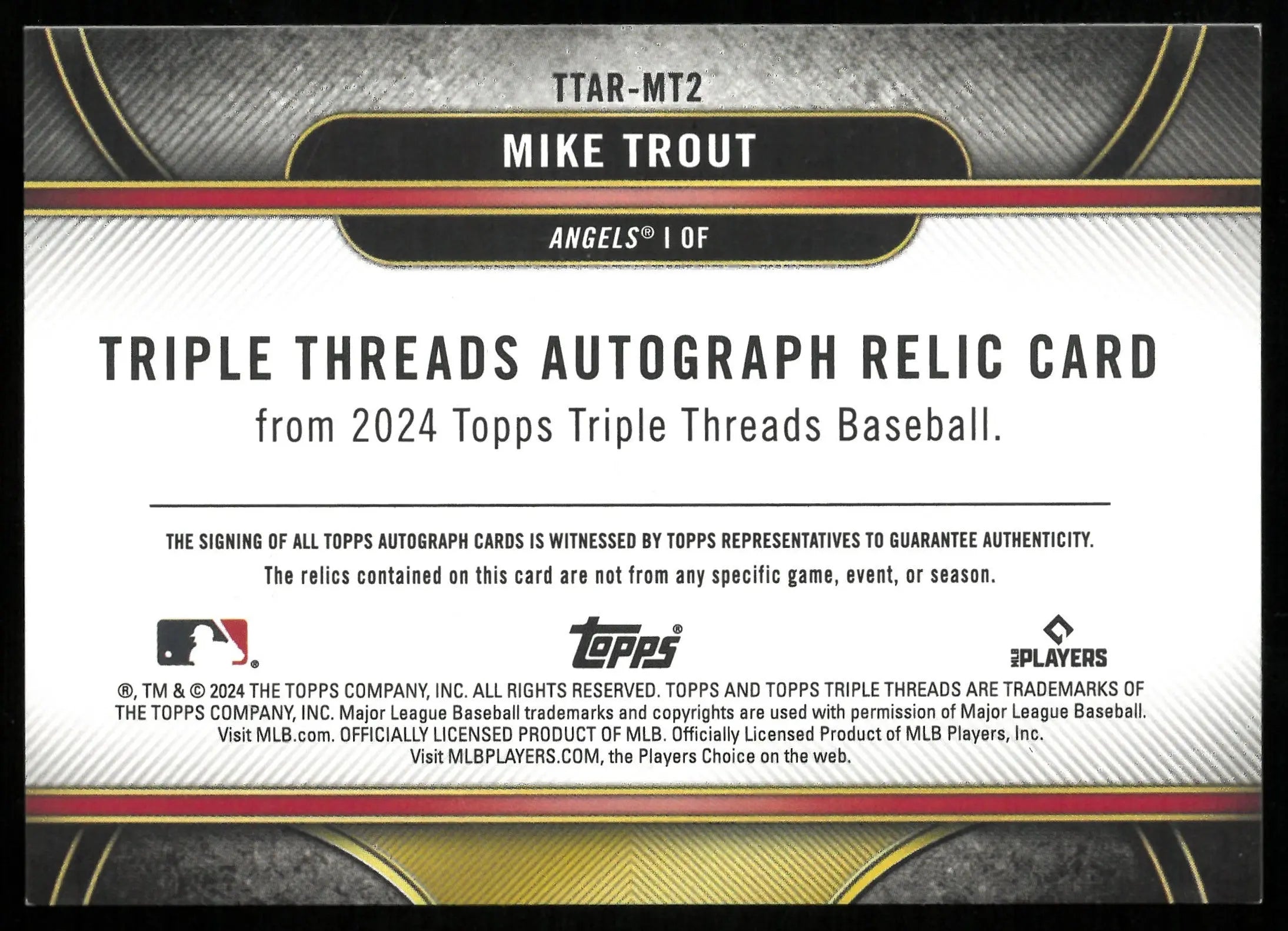 2024 Topps Triple Threads Baseball Mike Trout Green Relic Autograph Card /18 - Limited Edition Collectible for Baseball Fans & Card Investors - Perfect for Display, Trading, and Memorabilia Collections