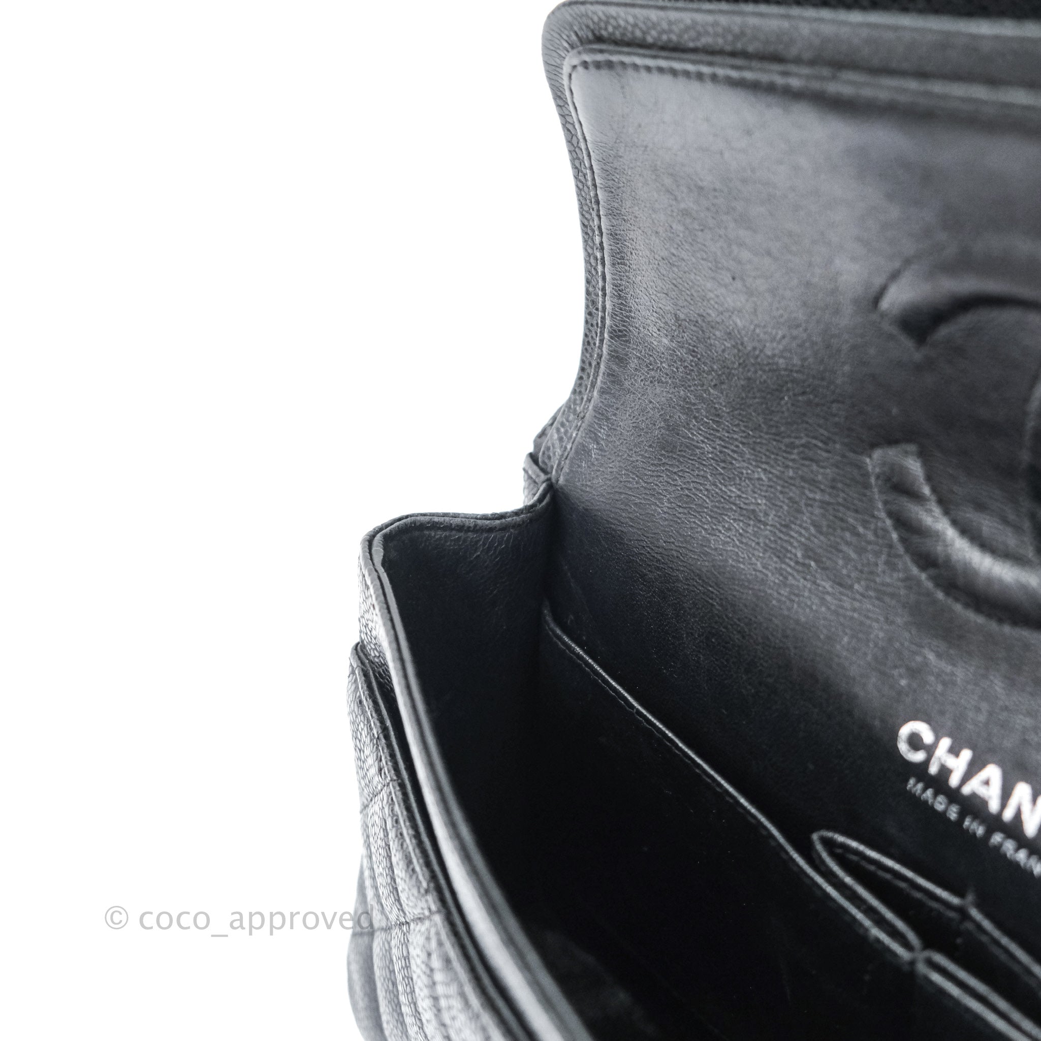 Chanel Classic M/L Medium Double Flap Bag Black Caviar Leather with Silver Hardware - Luxury Designer Handbag for Women, Perfect for Work, Evening Events & Special Occasions