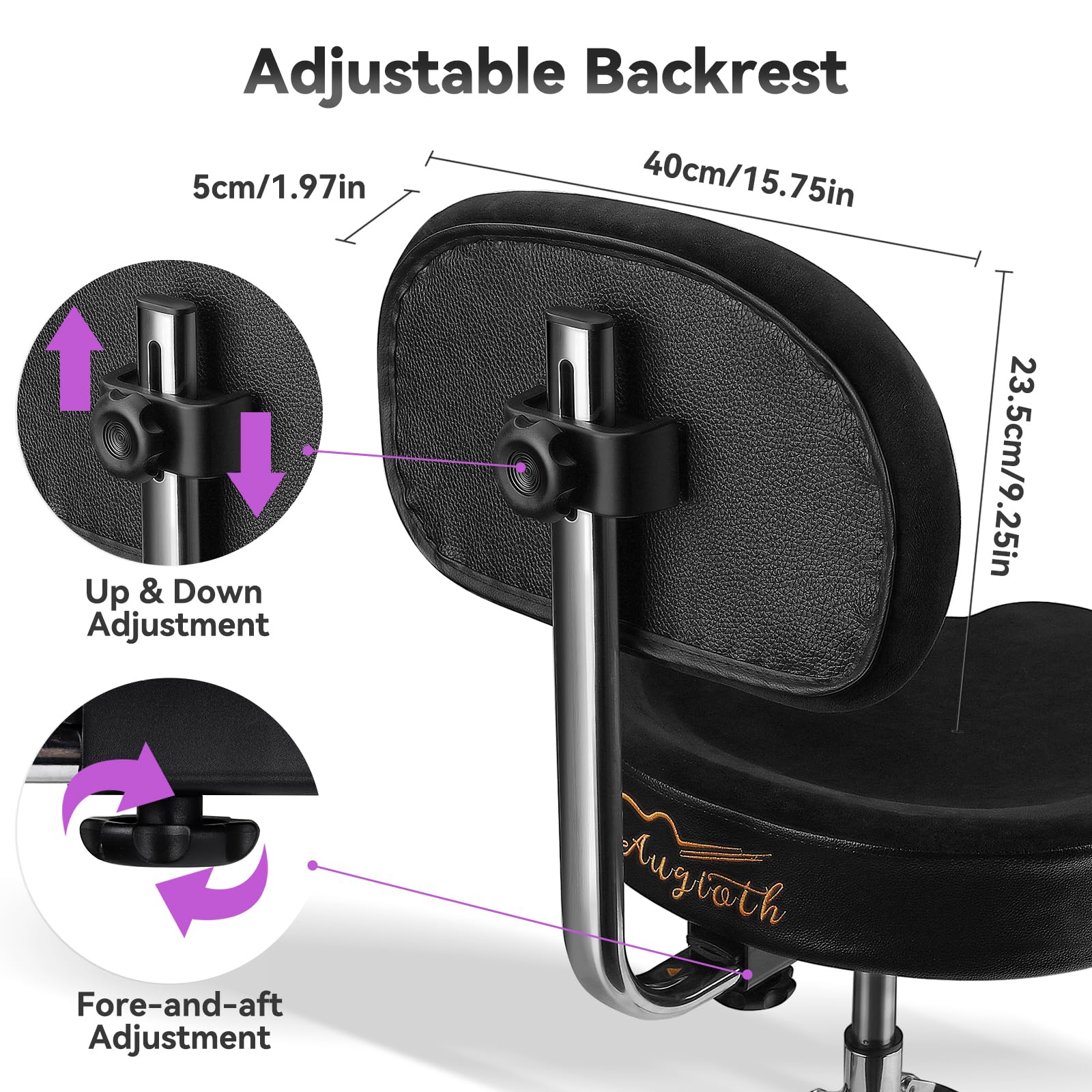 **Adjustable Hydraulic Drum Throne with Backrest & Memory Foam Seat – Stable, Comfortable Drum Stool for Adult Drummers & Guitar Players – Perfect for Live Performances & Studio Sessions – Black**