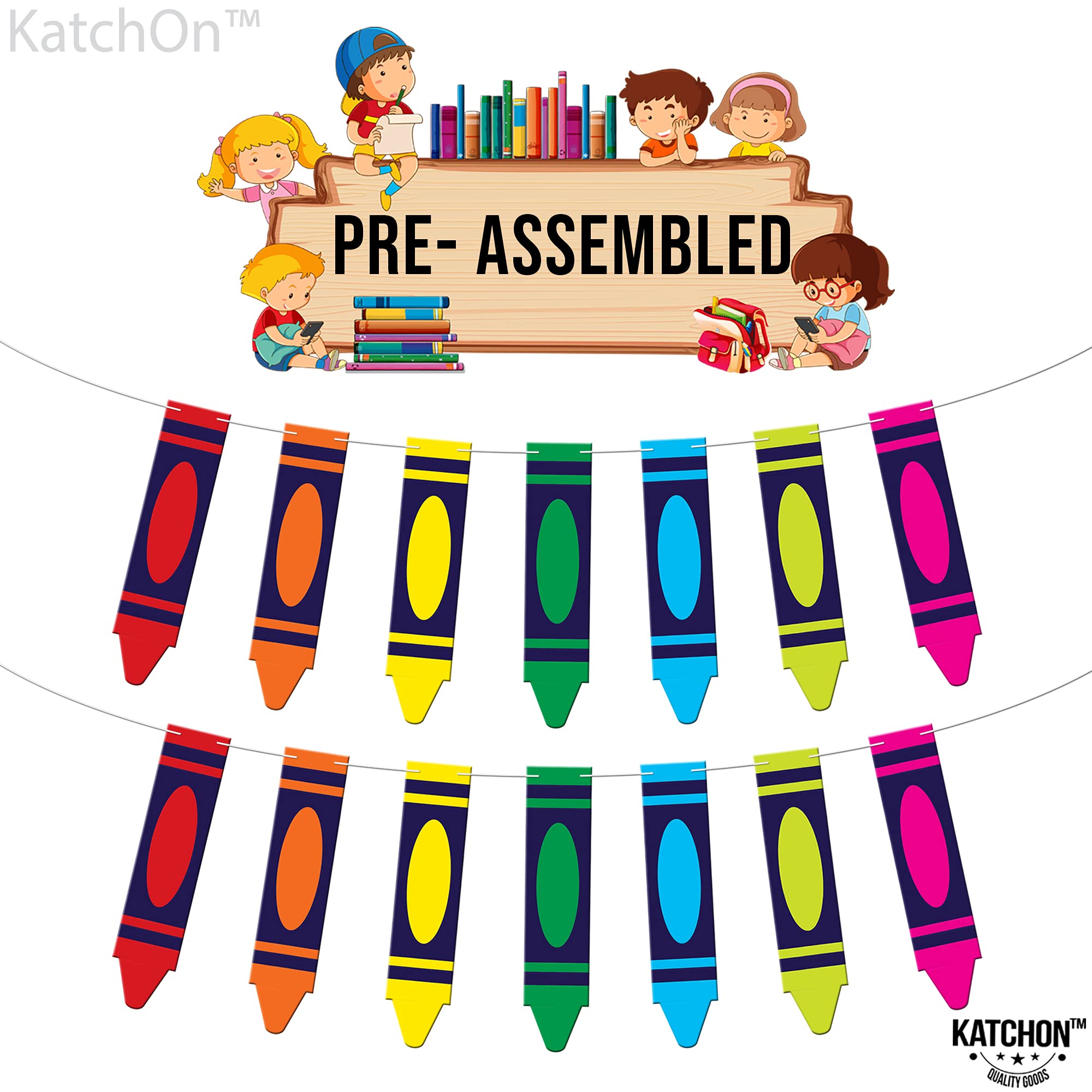 KatchOn 10ft Crayon Welcome Back Banner - No DIY School Decorations for Classroom, First Day of School Backdrop, Teacher Gifts & Party Decor | Perfect for Elementary Classrooms, School Open Houses & Photo Booths