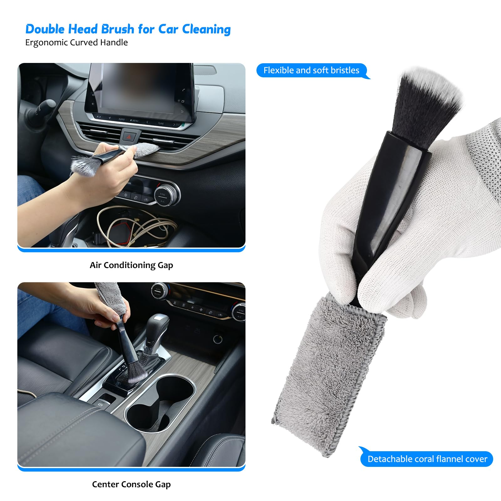EHDIS Car Interior Detailing Kit - 12-Piece Car Cleaning Brush Set with Duster, Microfiber Towel (1200gsm) & Scrubbing Sponge | Perfect for Auto Detailing, Dashboard Cleaning & Interior Maintenance