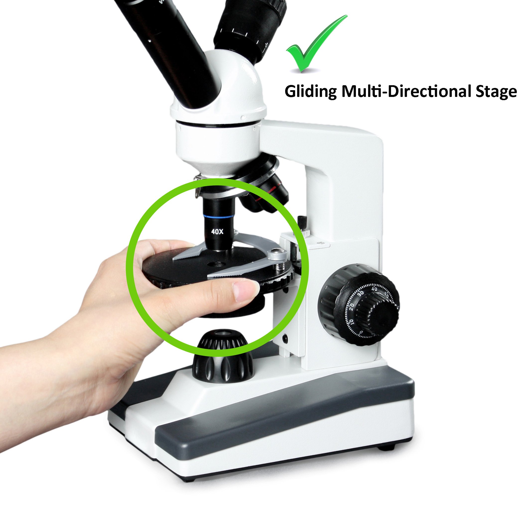 Vision Scientific VME0019-T-RC-P3 Dual View Elementary Microscope with Rechargeable Battery, Microscope Book & 50 Prepared Slides - Perfect for Kids Science Discovery, Classroom Learning & Home Education