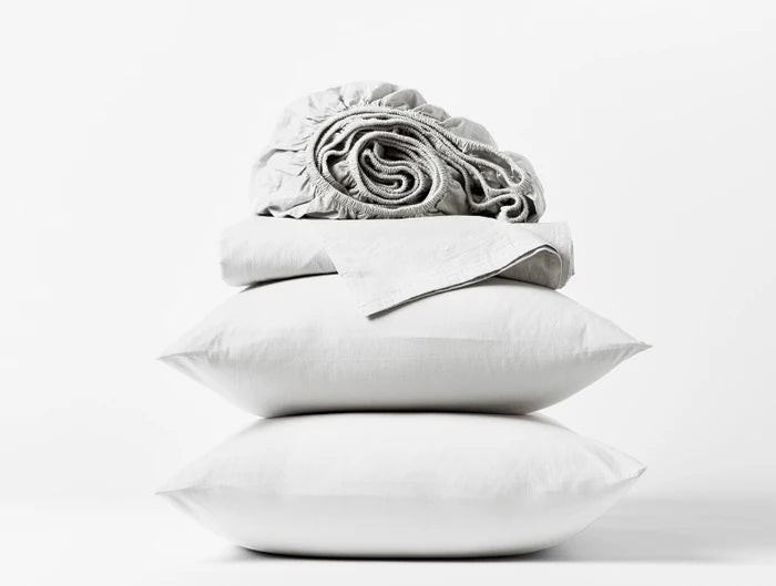 Organic Crinkled Percale Sheet Set - 100% Cotton Breathable Bed Sheets for Comfortable Sleep - Perfect for Home, Hotel, and Airbnb Use