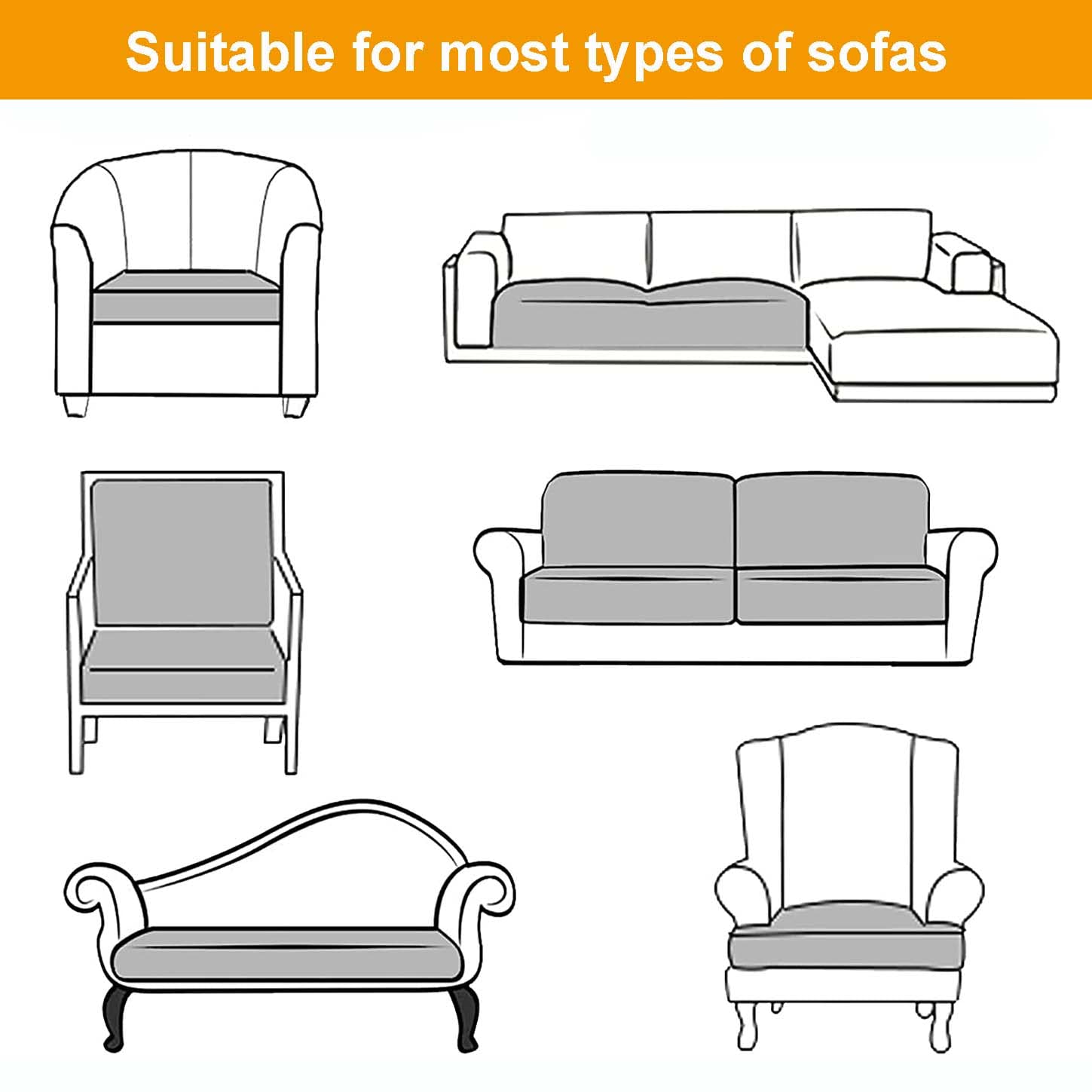 Premium PU Leather Sofa Cushion Covers - Waterproof Stretchable Slipcovers for Couches & Furniture Protection (Set of 2) - Perfect for Living Room, Office, and Pet-Friendly Homes