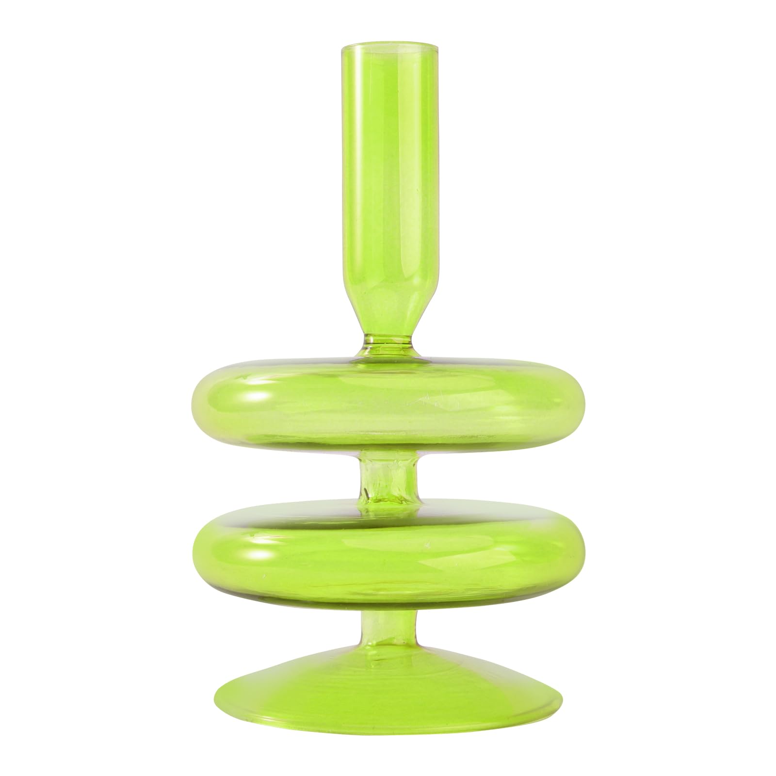 KESYOO Glass Taper Candle Holders - Elegant Candlestick Stand for Pillar Candles, Wedding Centerpiece, Valentine's Day & Birthday Party Decor - Perfect for Romantic Dinners, Home Decor & Special Occasions (Green)