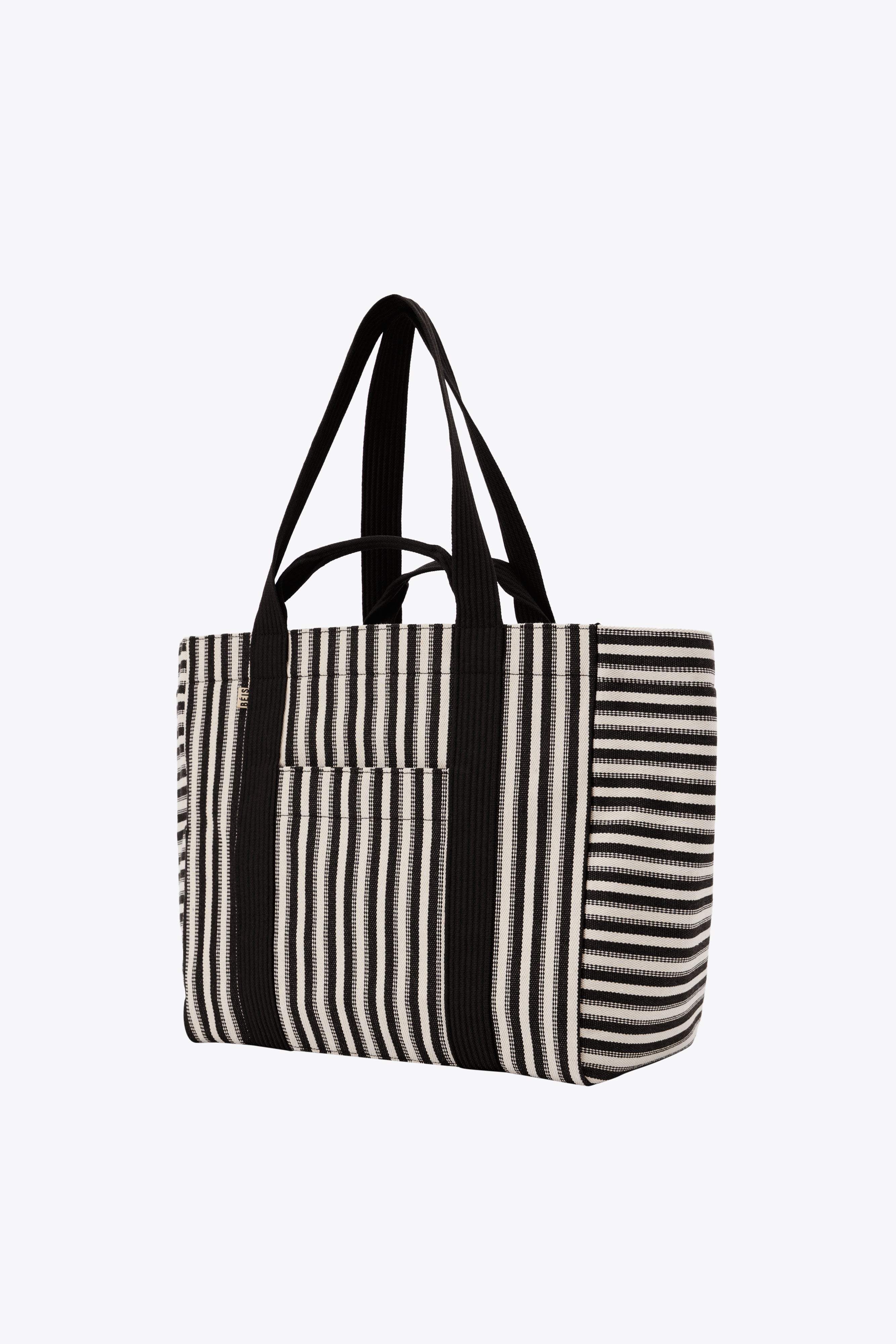 Vacation Tote Bag - Black & White Striped Beach Tote for Women, Perfect for Travel, Pool, Beach & Shopping | Lightweight & Spacious Carryall