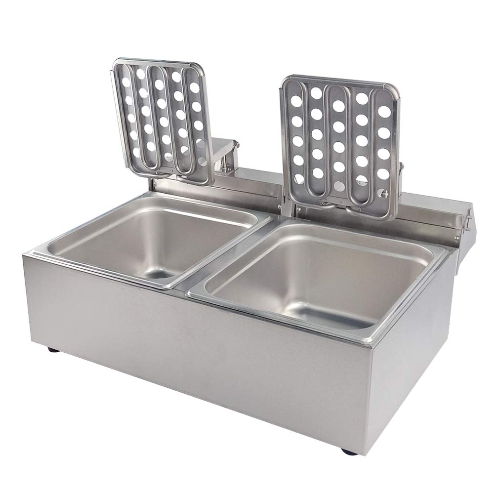 Commercial Electric Deep Fryer 2000Wx2 10Lx2 - Stainless Steel Countertop Deep Fryer with Temperature Control - Double Tank for French Fries, Chicken Wings - Perfect for Restaurant, Home Kitchen, Fast Food Business, Catering & Large Family Gatherings