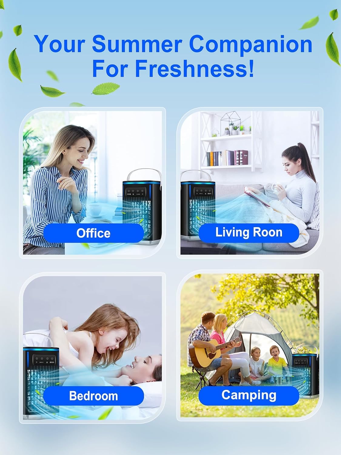 KEDESY Portable Air Conditioner Fan - 1500ml Evaporative Mini Cooler with 3 Speeds & 1-6H Timer, Personal Air Cooler with Humidifier for Room, Bedroom, Office, Camping - Black (Ideal for Summer, Hot Weather & Small Spaces)