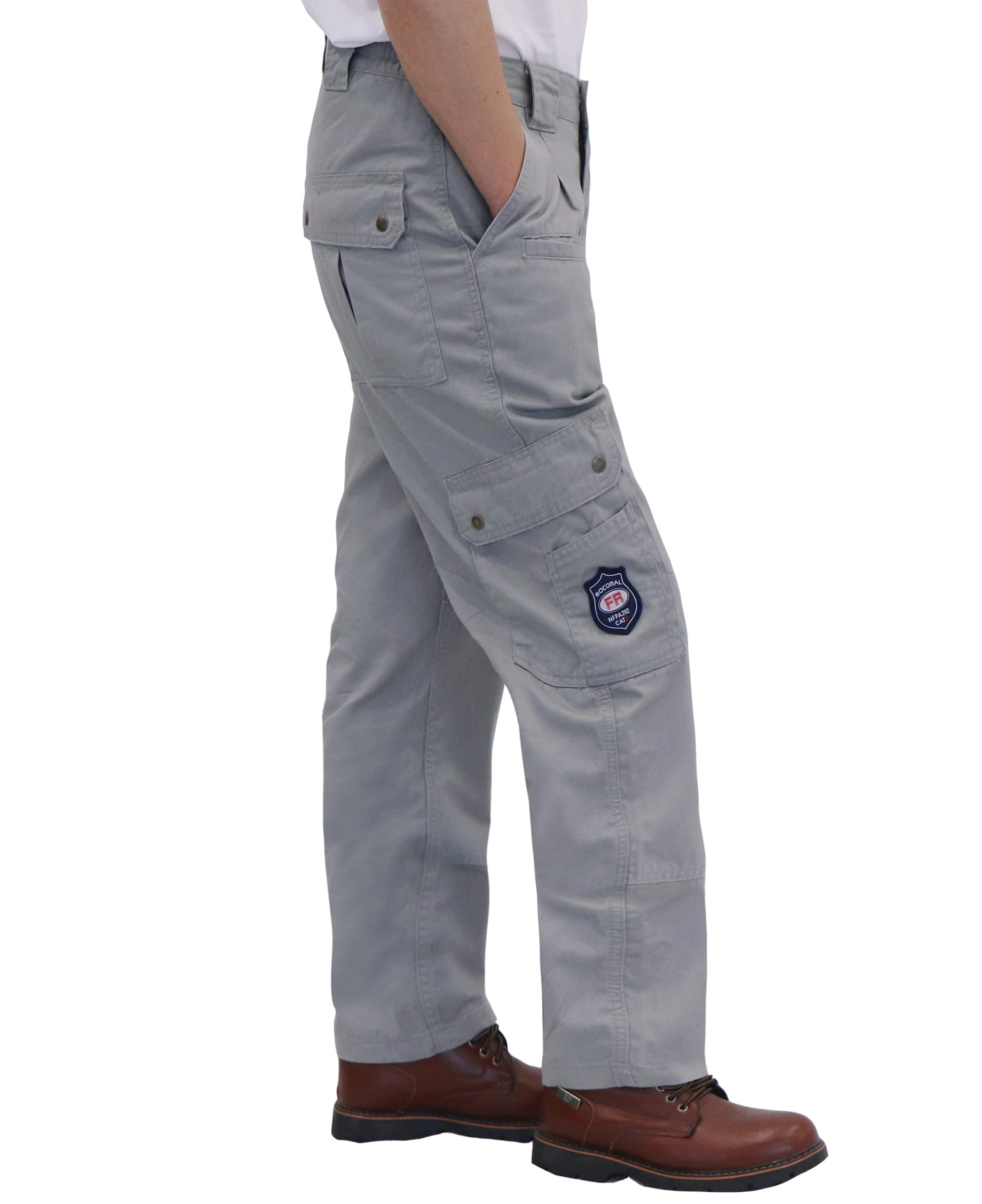 BOCOMAL FR Men's Cargo Pants - 100% Cotton 7.5oz Flame Resistant Work Pants (2112&CAT2) - Durable Utility Pants for Firefighters, Electricians & Industrial Workers