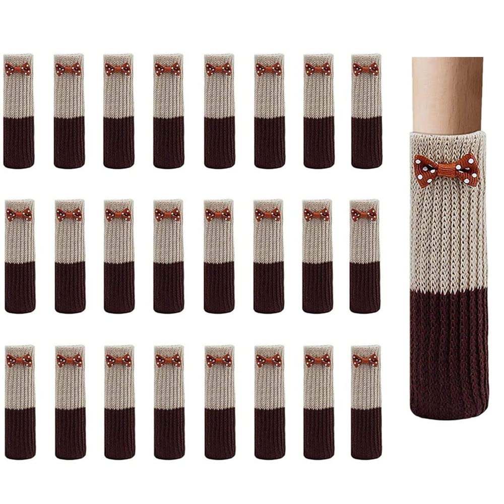 Non-Slip Chair Socks 24 Pack - Elastic Furniture Leg Covers for Tables & Chairs - Knitted Floor Protectors to Prevent Scratches & Noise (Perfect for Hardwood Floors & Home Office Use)