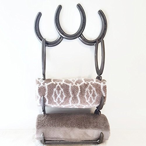 Vintage Horseshoe Wine Bottle Holder - Rustic Metal Rack for 3 Bottles - The Heritage Forge - Perfect for Home Bar, Wine Cellar, and Farmhouse Decor