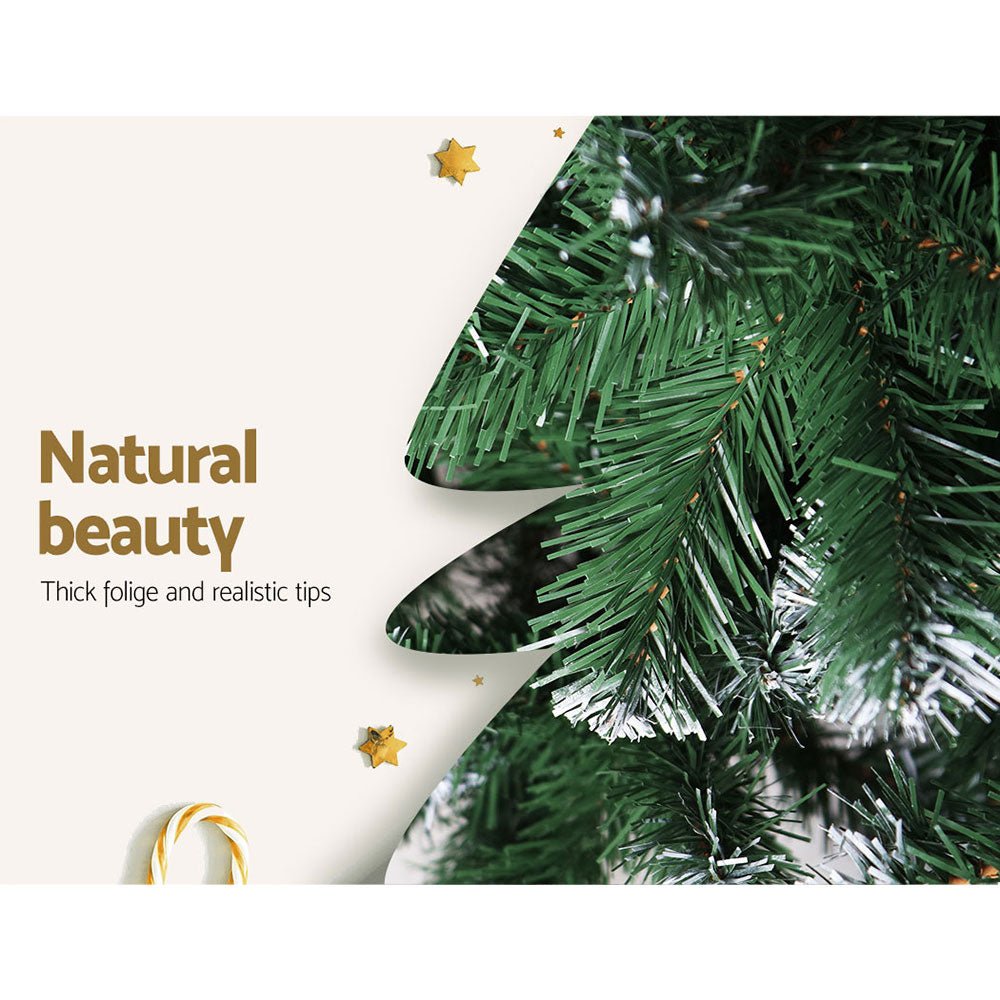 2.1M Artificial Christmas Tree with 1250 Snowy Tips - Premium Xmas Decor for Home, Office & Holiday Parties