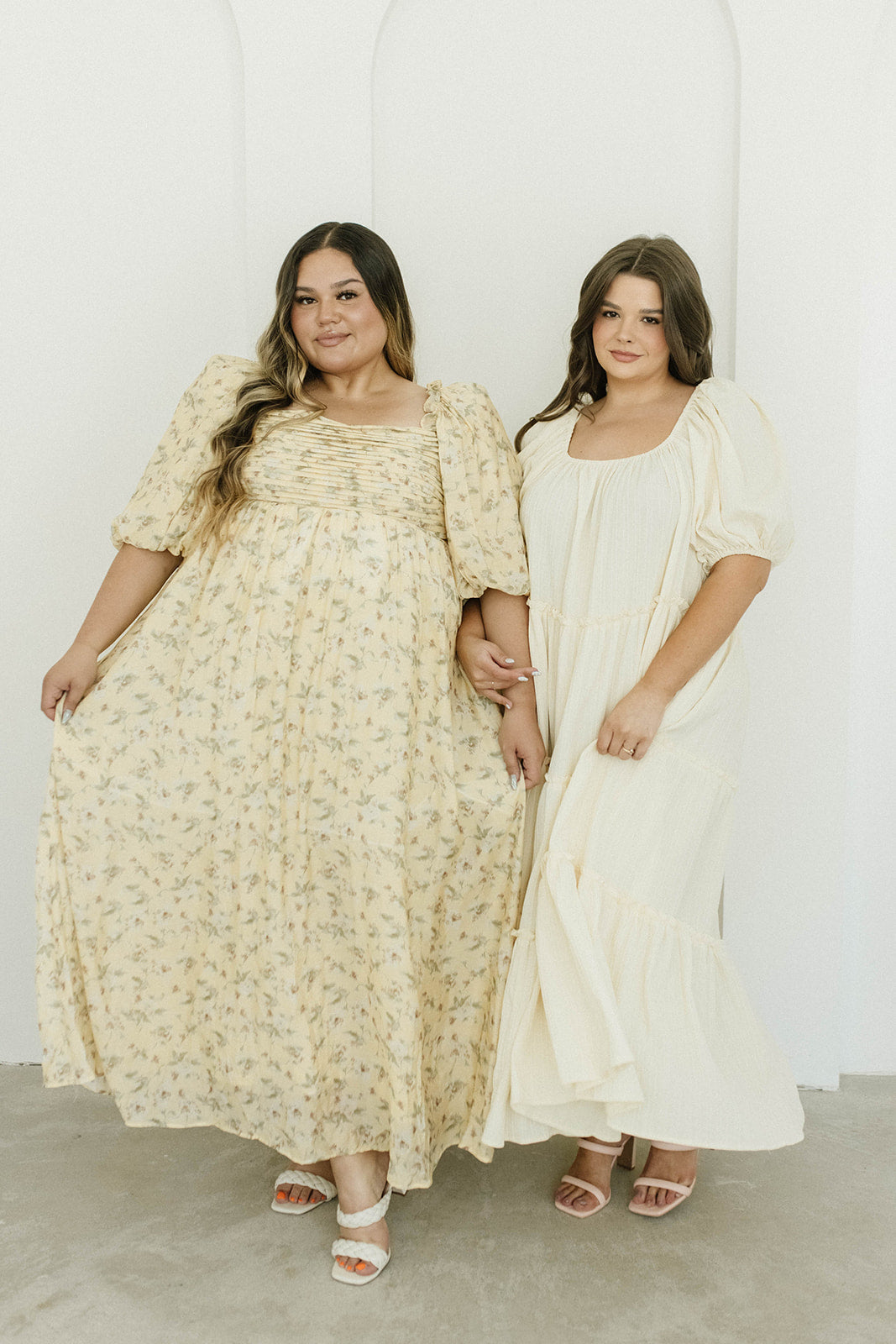 Eva Puffed Sleeve Maxi Dress in Cream - Bump Friendly Maternity Dress with Inclusive Sizing (S-3XL) | Perfect for Weddings, Baby Showers & Summer Vacations