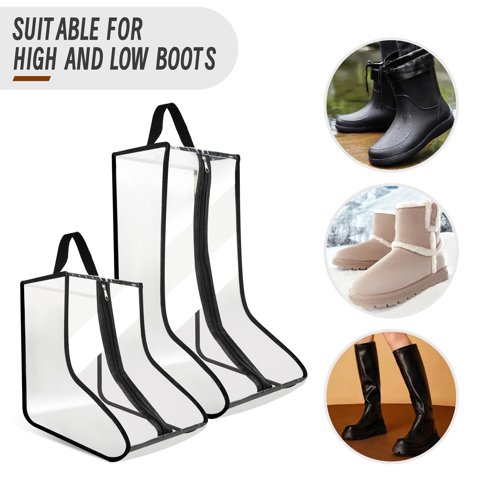CiBiZi Waterproof Tall Boot Bags Organizer - 4 Pack Hanging Shoe Storage for Cowboy & Ski Boots | Portable Travel Shoe Bags for Men & Women | Dust-Free Boot Protection (Perfect for Travel, Storage & Outdoor Adventures)
