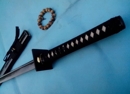 Premium Ninja Sword for Sale - Authentic Japanese Samurai Katana with Medium Carbon Steel Blade & Black Surface Finish - Includes Wooden Scabbard - Perfect for Martial Arts Training, Cosplay, and Collectors Display
