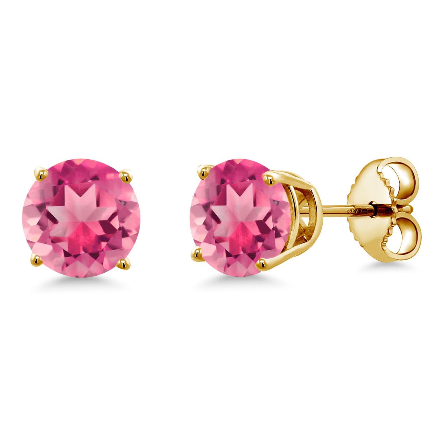 18K Yellow Gold Plated Sterling Silver 6MM Round Birthstone Stud Earrings for Women & Men | Personalized Zodiac Jewelry Gift for Anniversary, Birthday & Special Occasions