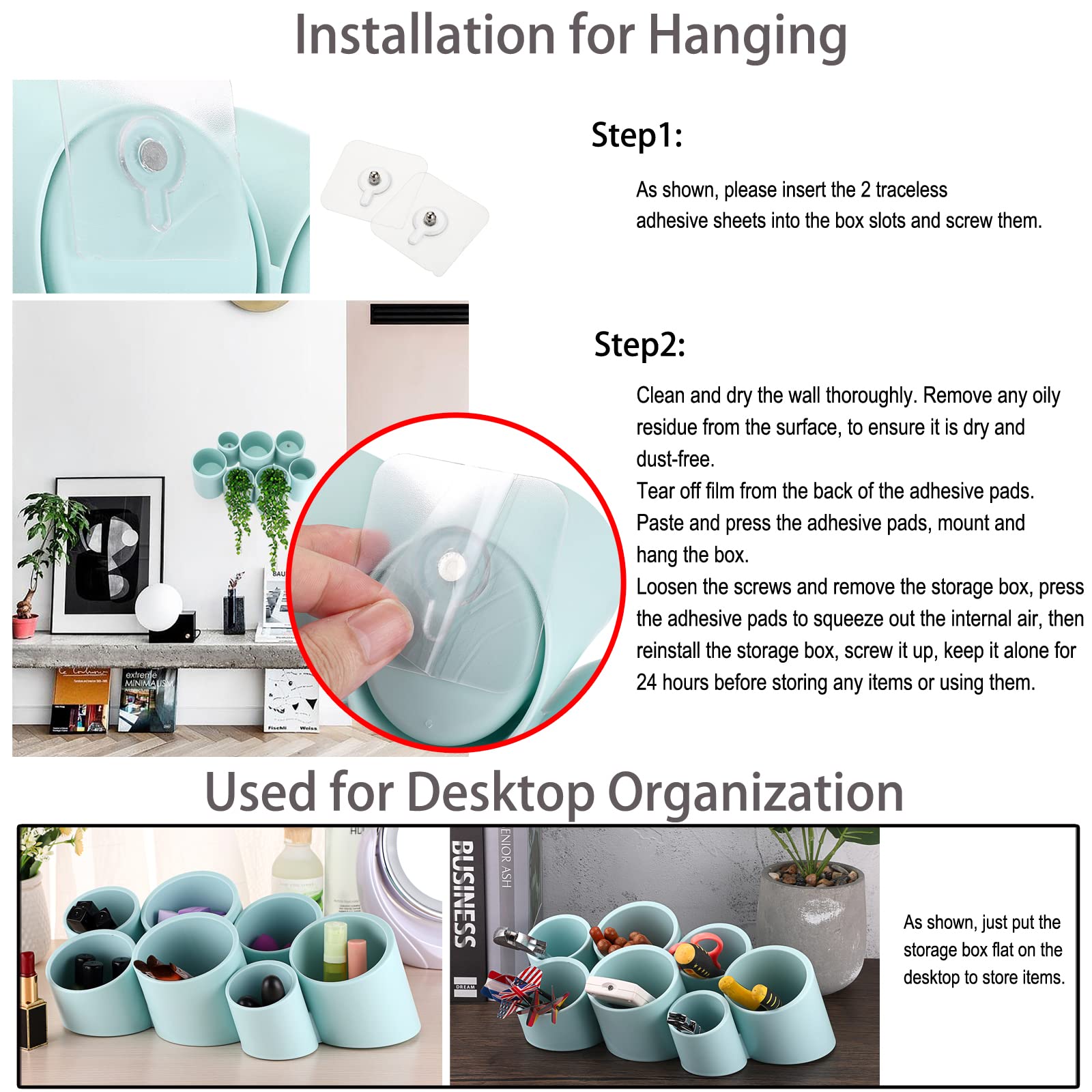 BTSKY Creative Tilting Cylinder Pen Holder - Multifunctional Desktop Organizer for Pens, Brushes & Office Supplies | Wall-Mounted Storage Shelf & Hanging Planter | Perfect for Home Office, Study Desk & Workspace Decor (Blue)