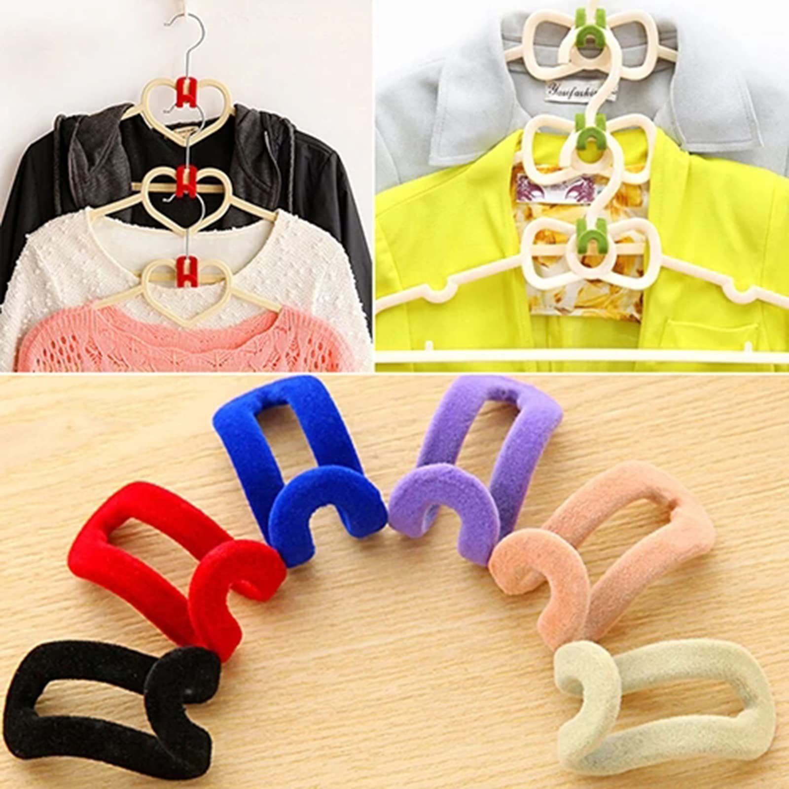 40pcs Purple Plastic Hanger Connector Hooks - Space Saving Clothes Hanger Organizer for Closet, Wardrobe & Laundry Room Storage