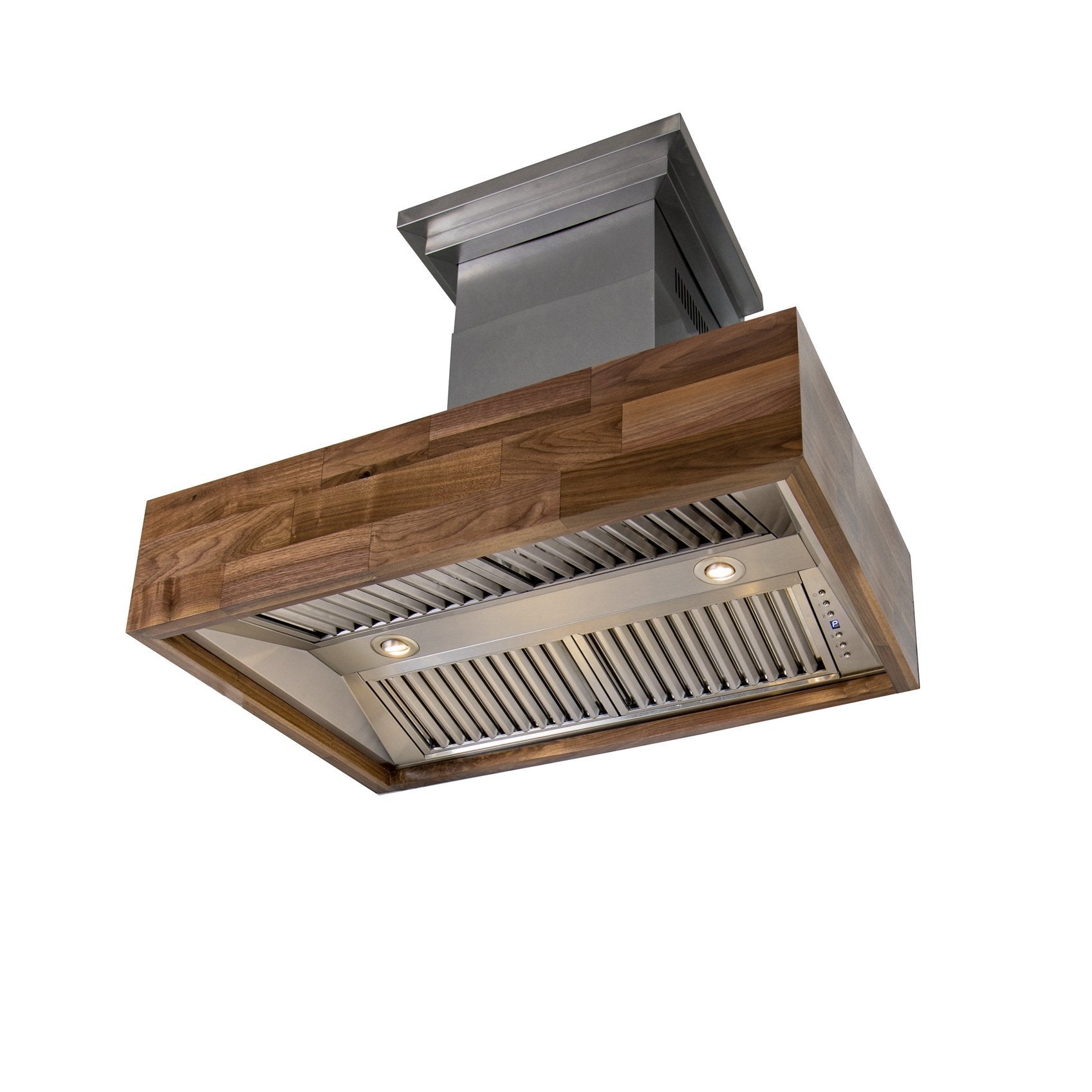 ZLINE 681iW Convertible Wooden Island Mount Range Hood - Butcher Block Finish | Designer Series for Modern Kitchens | Perfect for Open-Concept Homes & Cooking Enthusiasts