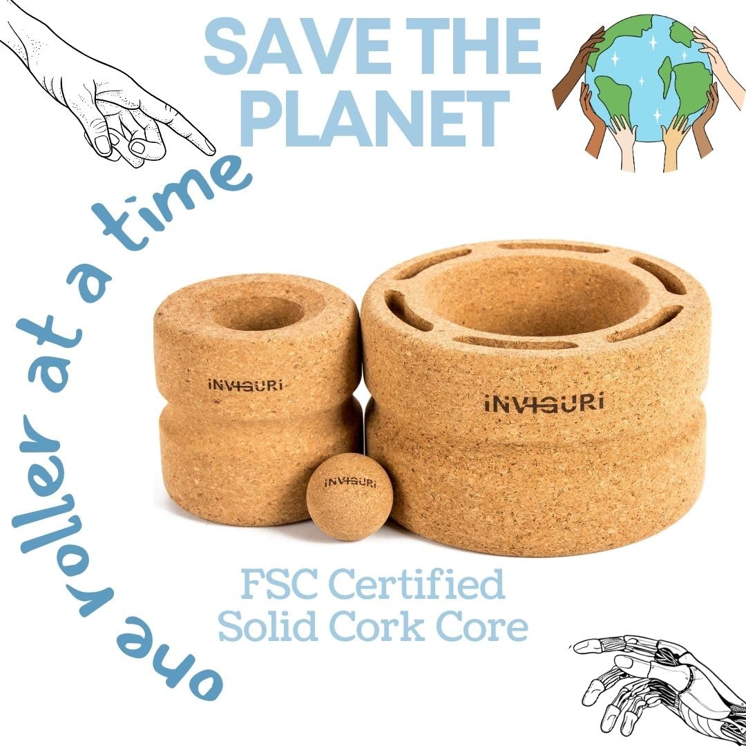 Premium Natural Cork Yoga Wheel for Back & Neck Pain Relief - Spinal Groove Design for Medium to Deep Pressure Foam Rolling - Ideal for Yoga, Pilates & Post-Workout Recovery