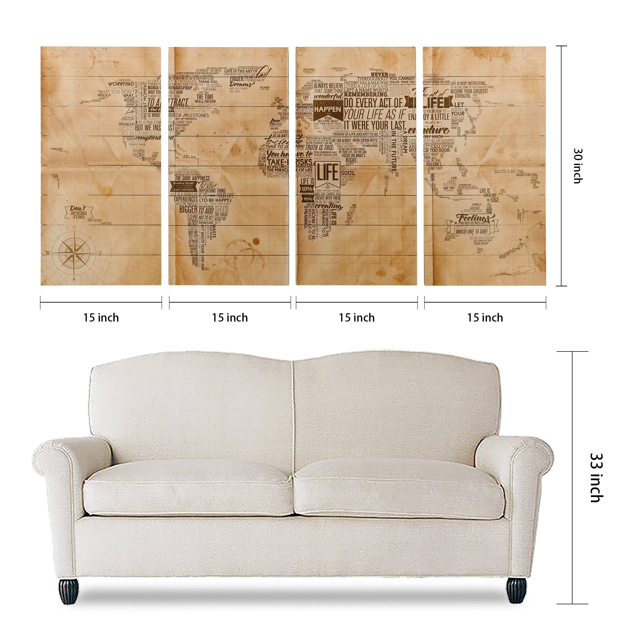 Empire Art Direct World Map Fine Art Giclee Print on Solid Fir Wood Plank - Premium Graphic Wall Decor for Living Room, Office & Home