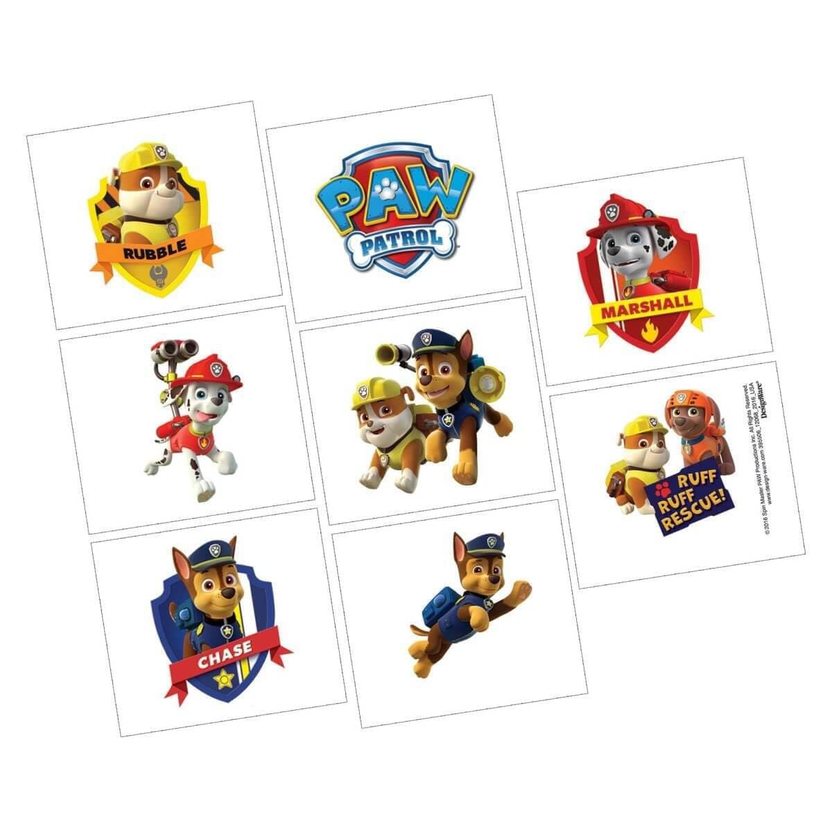 Paw Patrol Temporary Tattoos for Kids - 16 Fun Designs | Perfect for Birthday Parties, Dress-Up & Playtime