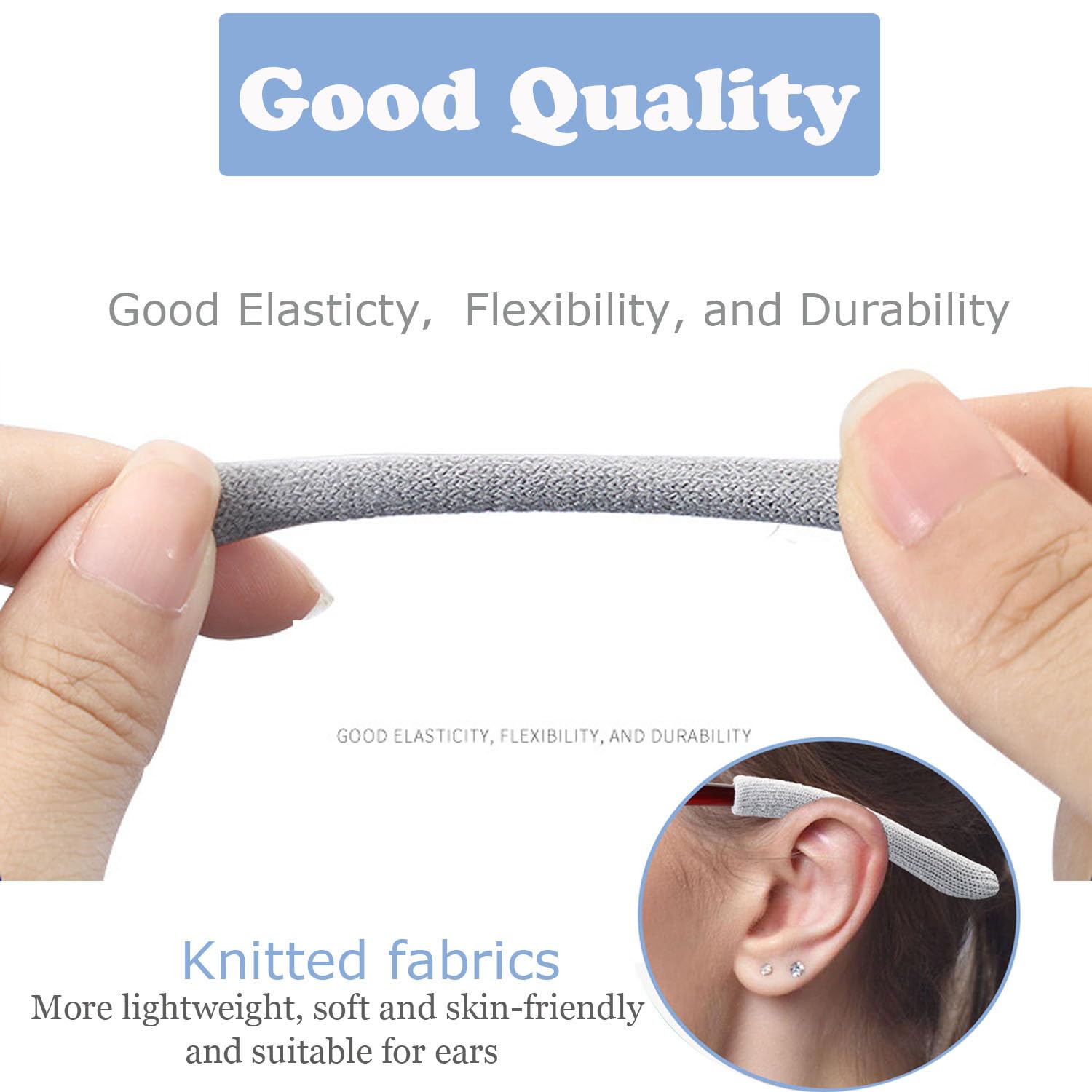 Anti-Slip Elastic Eyeglasses Temple Tips Sleeves - Comfortable Fabric Glasses Ear Cushions & Grips for Secure Fit - Perfect for Reading, Driving, Sports and Daily Wear