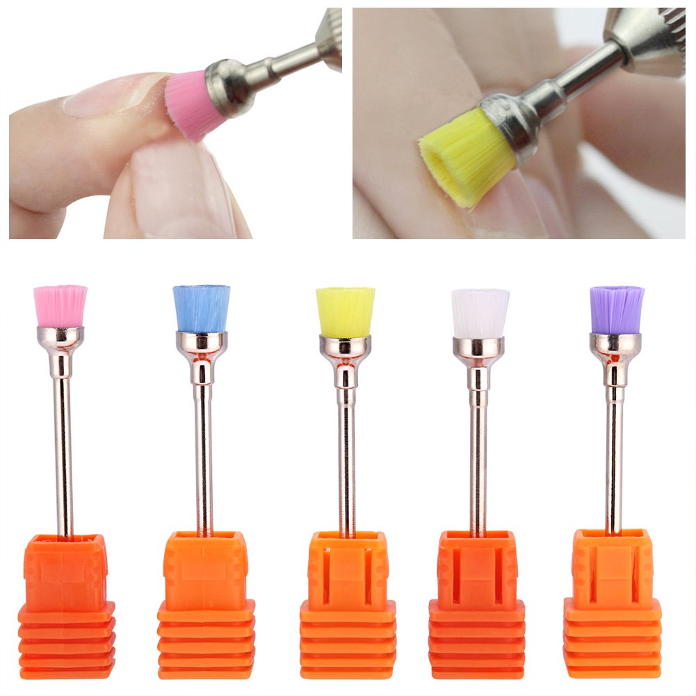 5pcs Nail Drill Bits Set for Electric Nail Drill Machine - Transparent Storage Box, Easy to Store, Nail Polish Clean Brush Head & Dust Remover - Perfect for Salon, Home Manicure & Professional Nail Care