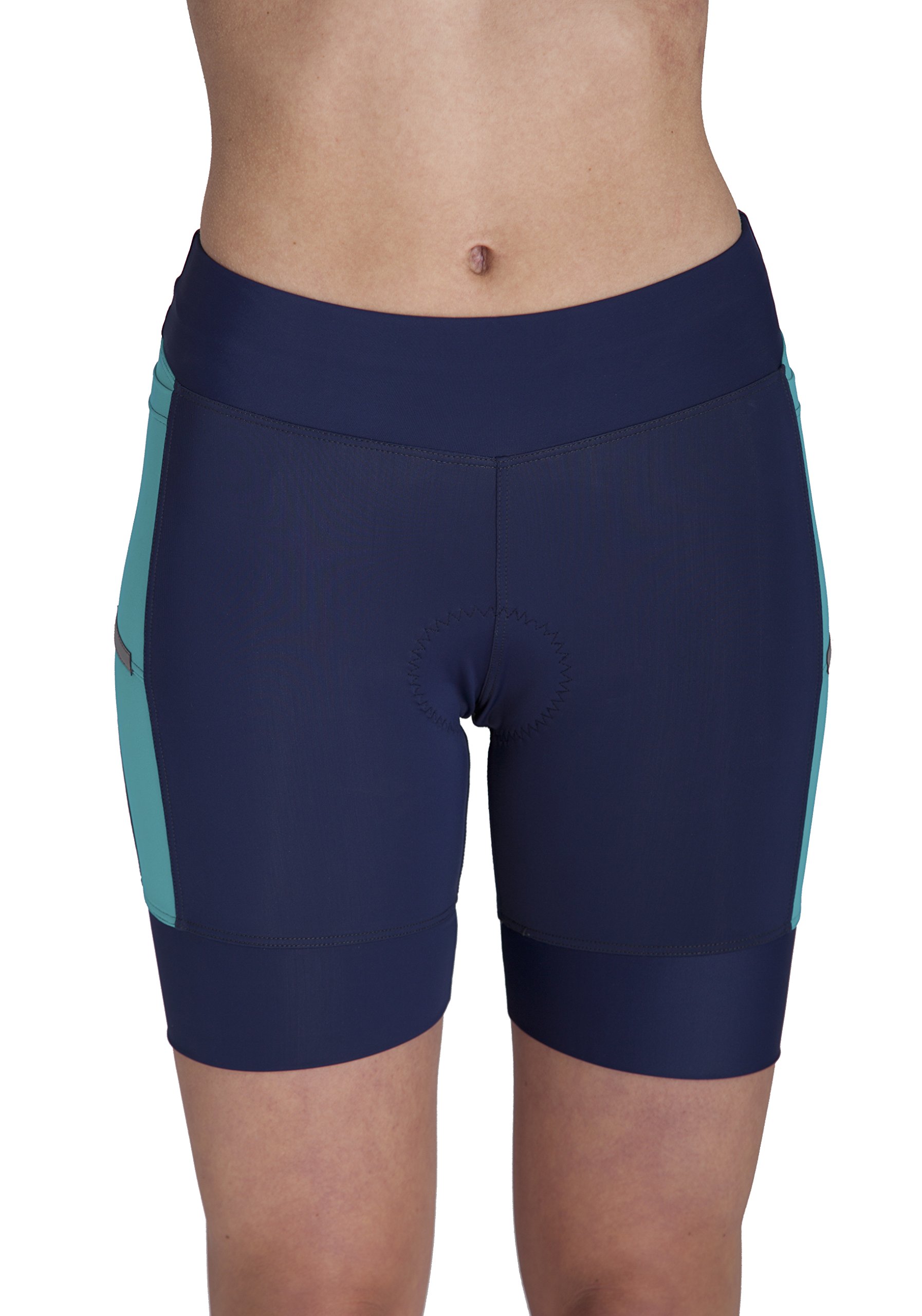 MooMotion Women's Triathlon Shorts - Soft Padded Quick-Dry Chamois Cycling Shorts with Side Pockets - USA Made for Swim, Bike, Run & Outdoor Sports