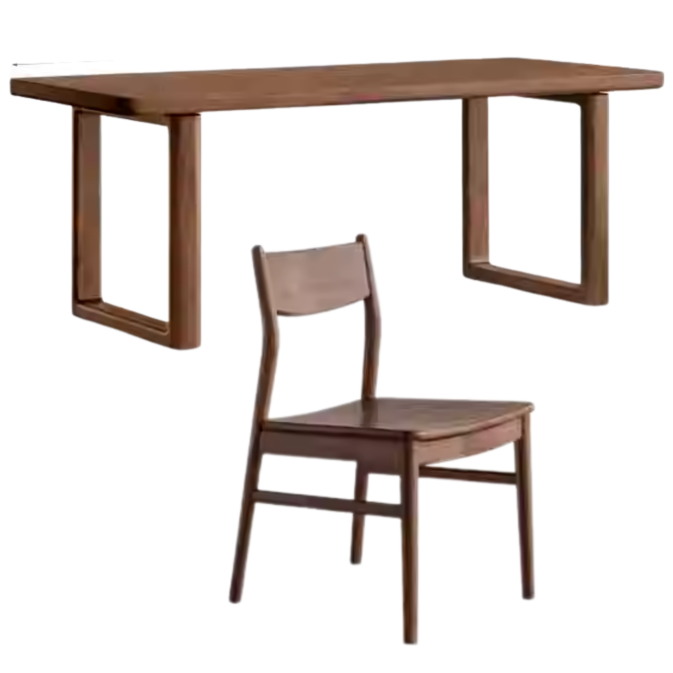 78.7x35.4x29.9 inch / 200x90x76 cm/ Walnut Color / Dining table and chairs 6 pcs (solid wood chair)