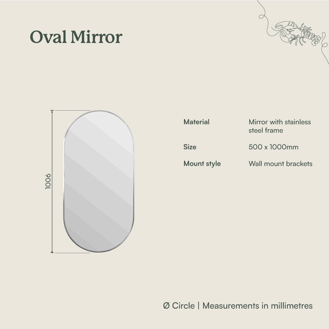 Stylish Oval Mirror with Brushed Brass Frame - Perfect for Bedroom, Bathroom & Living Room Decor