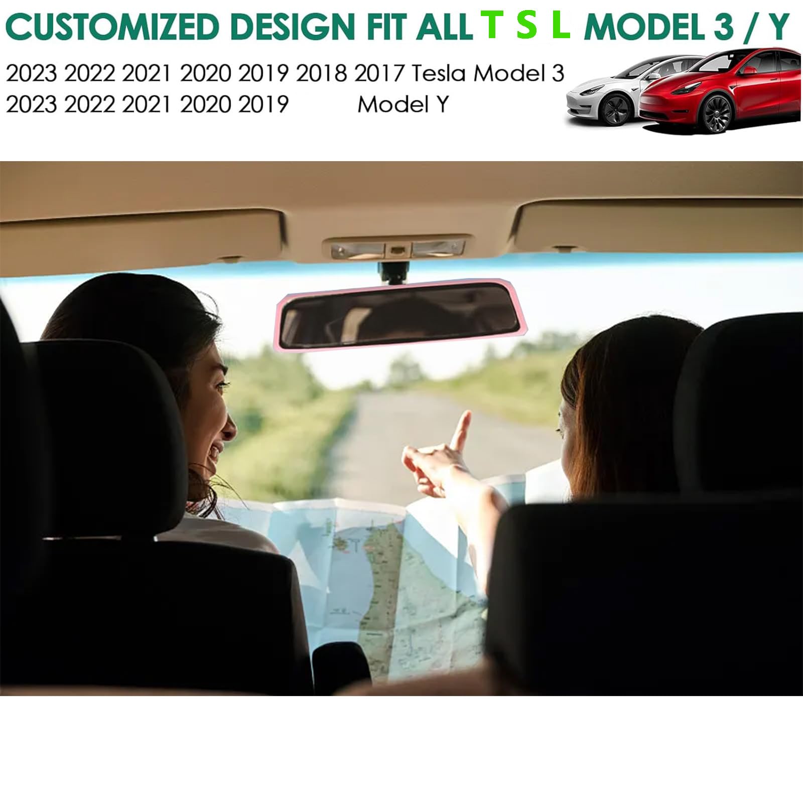Model 3/Y/X/S Mirror Protector - Pink Silicone Cover for Interior Rearview Mirror (2014-2024) - Car Decor & Protection