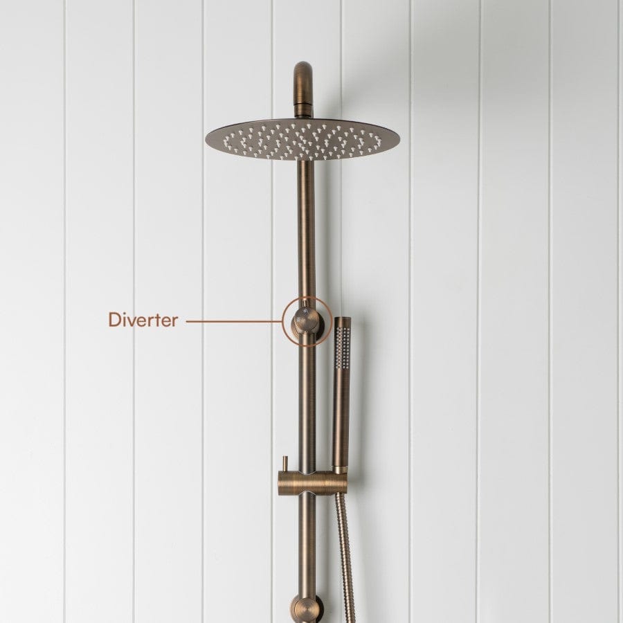 Antique Brass Shower Head and Handheld Shower Combo - Vintage Style Bathroom Fixture for Luxurious Spa-Like Experience at Home