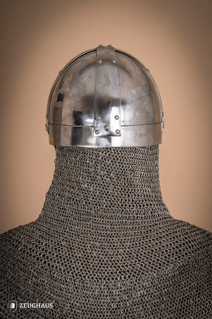Viking Spangenhelm 2mm Polished Steel Medieval Helmet - Authentic Norse Warrior Costume for LARP, Cosplay & Historical Reenactment