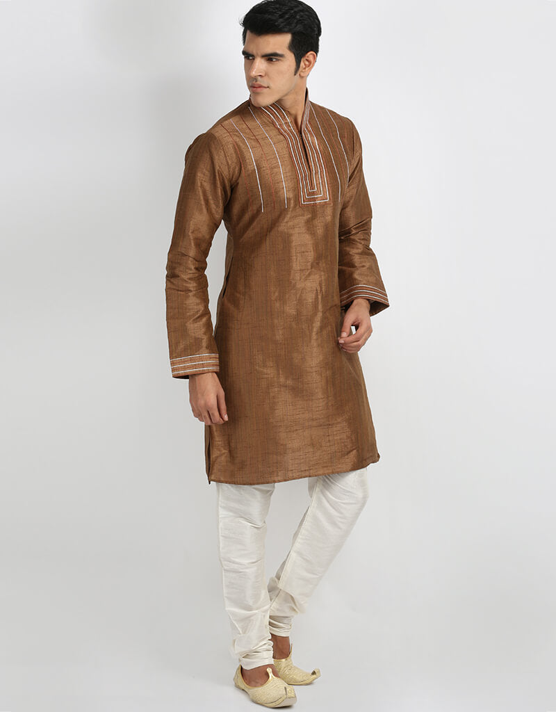 Stylish Coffee Color Art Silk Kurta Churidar Set for Women - Perfect for Festivals, Weddings & Ethnic Occasions