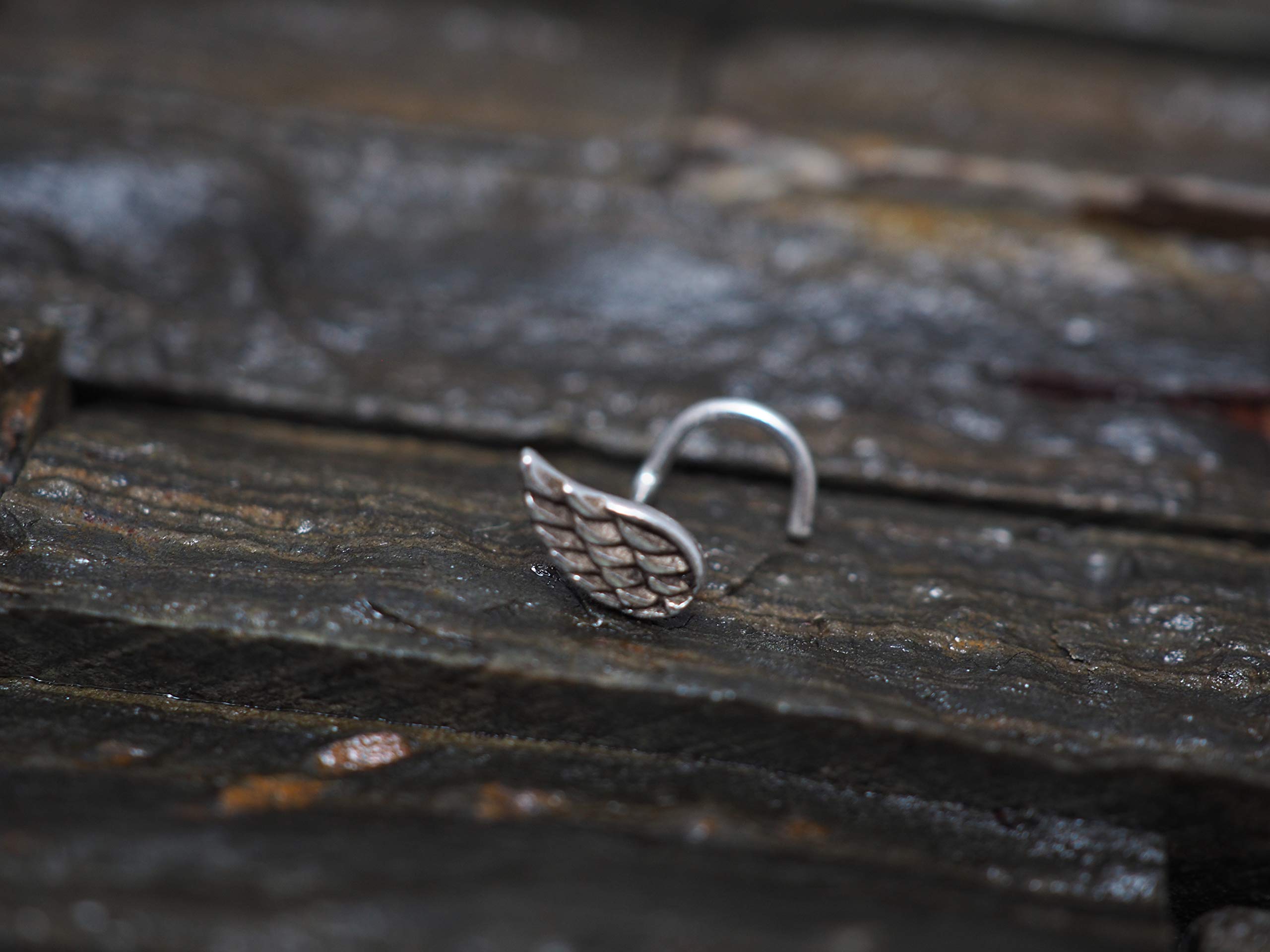 Mini Angel Wing Sterling Silver Nose Stud & Nose Screw - Hypoallergenic Body Piercing Jewelry for Women & Men - Perfect for Everyday Wear, Parties & Special Occasions
