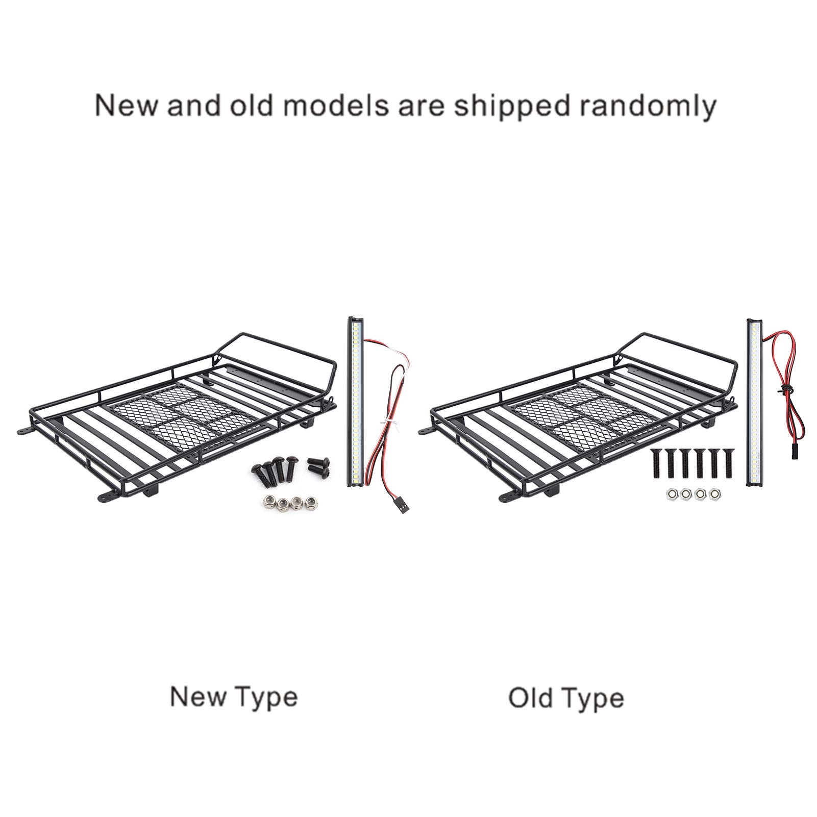 1/10 SCX10 RC Crawler Car Metal Roof Rack with LED Light - Heavy Duty Luggage Carrier Accessory for Off-Road Adventure & Camping Trips